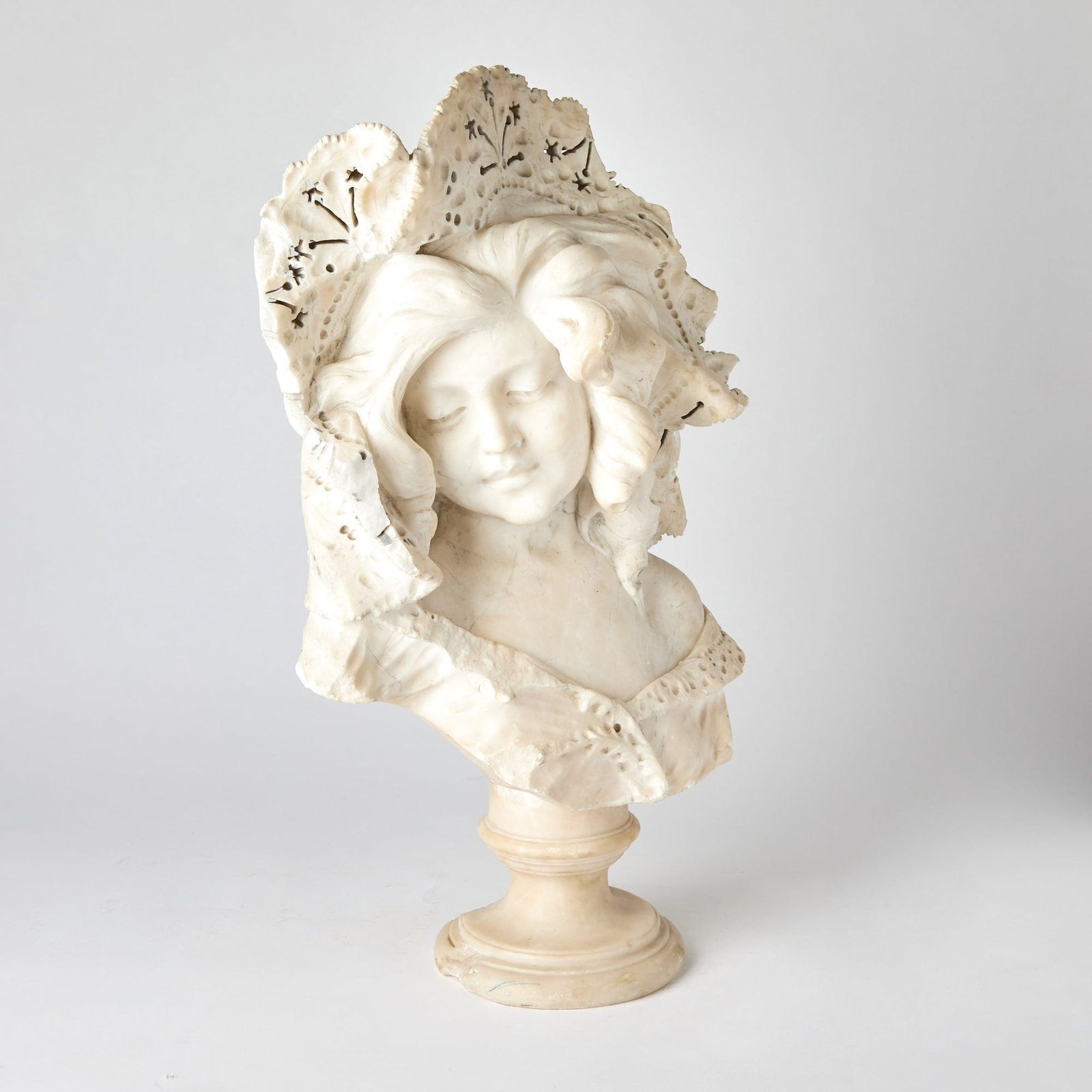Italian Carved Alabaster Bust of a Woman (1 of 8)
