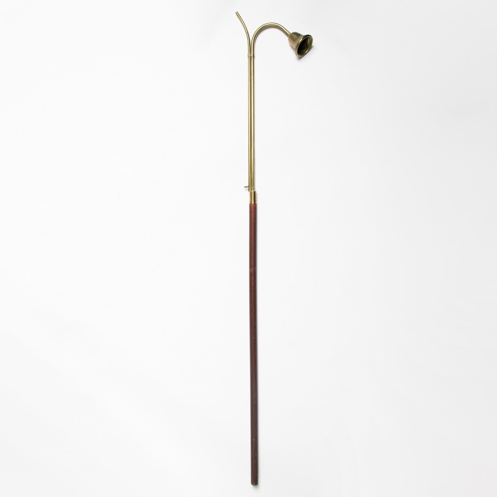 Liturgical Brass and Mahogany Candle Snuffer: Length 57 inches