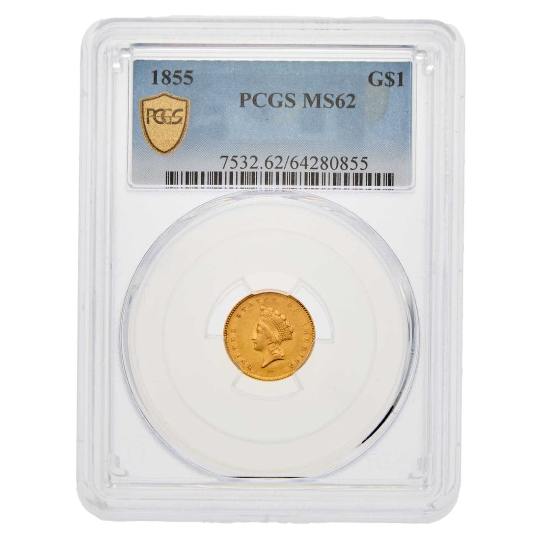 United States. 1855 Gold Dollar. PCGS MS-62. (1 of 2)