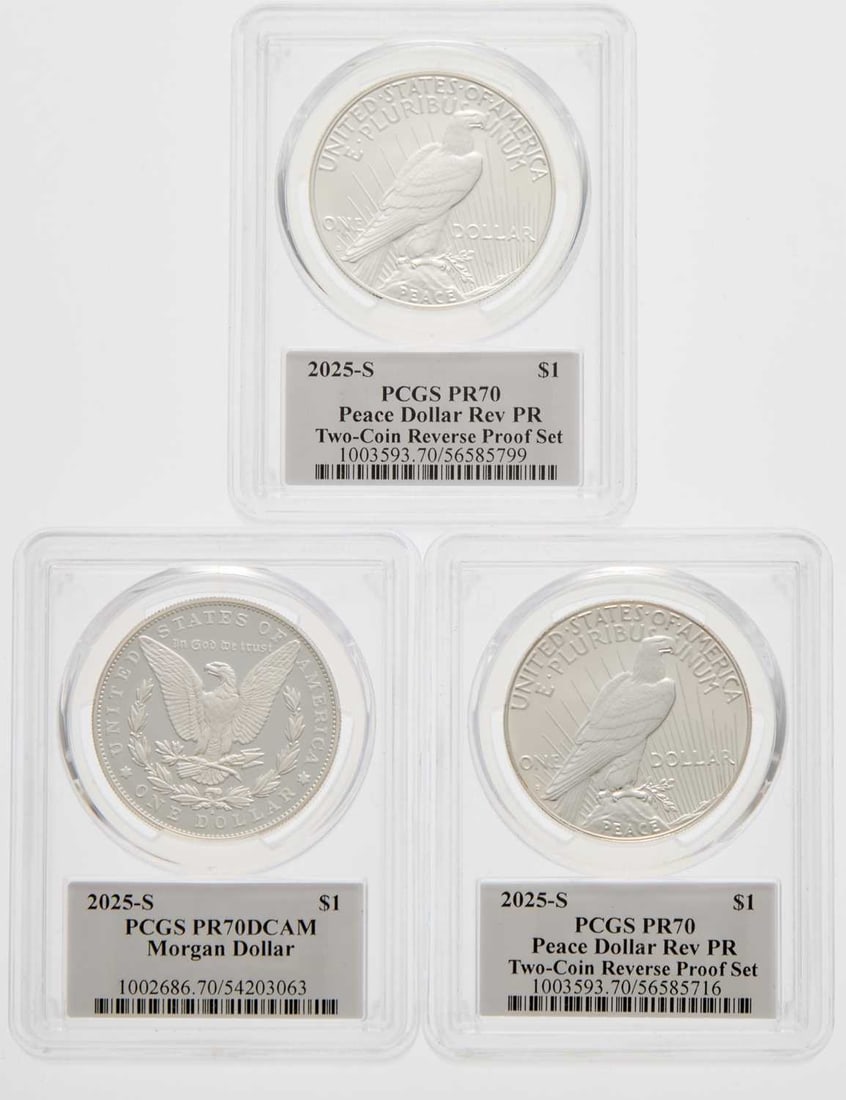United States. Group of 2025-S Proof/Reverse Proof Morgan and Peace Dollars. PCGS PR-70 DCAM/ PR-70 (1 of 2)