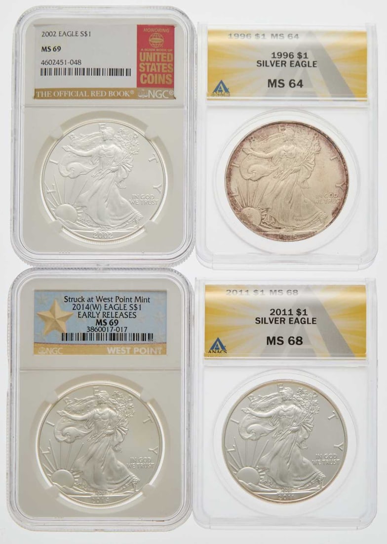 United States. Group of Type I Third-Party Certified American Silver Eagles. Mint State. (1 of 2)
