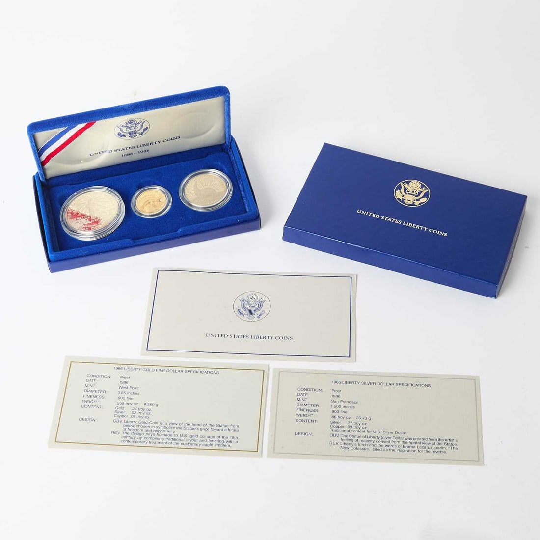United States. 1986 Statue of Liberty Three-Coin Commemorative Coin Proof Set. OGP (1 of 3)