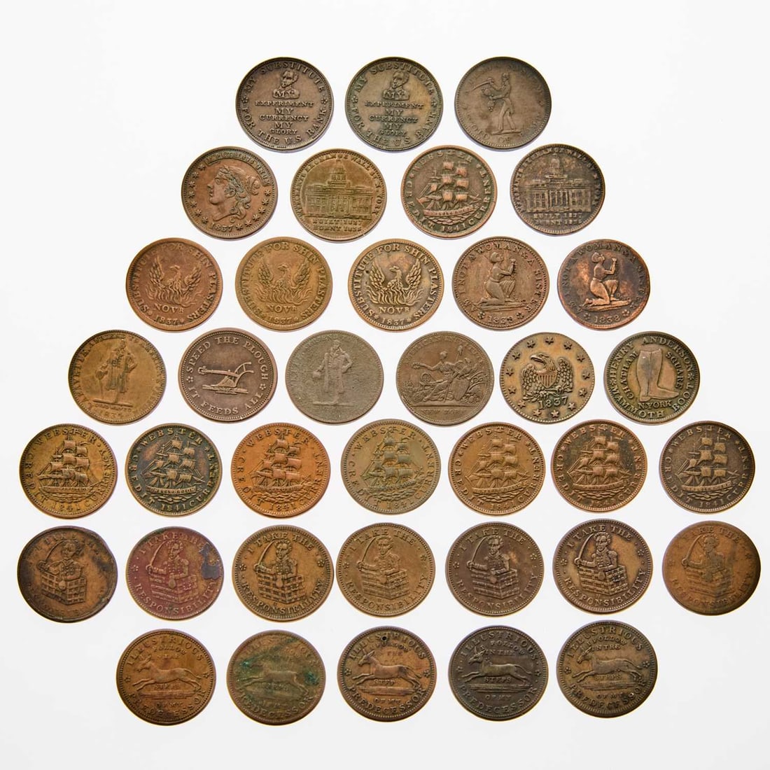 United States. Group of Hard Times Tokens. Grades Vary. (1 of 4)