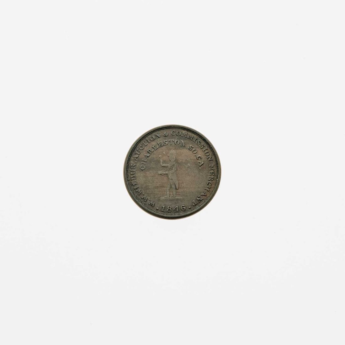 United States. 1846 W.W. Wilbur Store Card. Bronze. 29mm. Very Fine. (1 of 2)