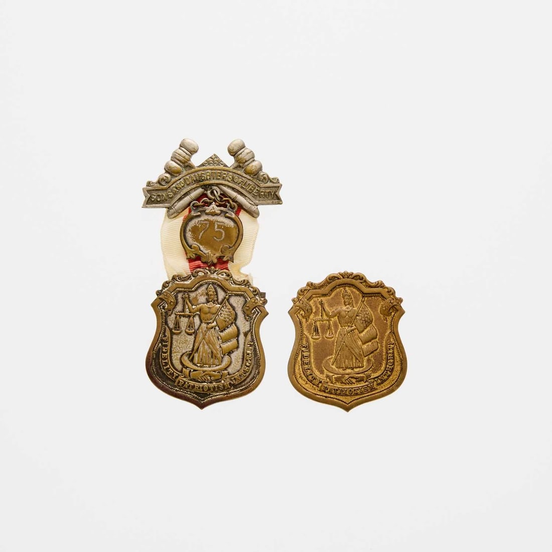 United States. Pair of c. 1907 Sons and Daughters of Liberty Medals. Silvered and Non-Silvered (1 of 2)