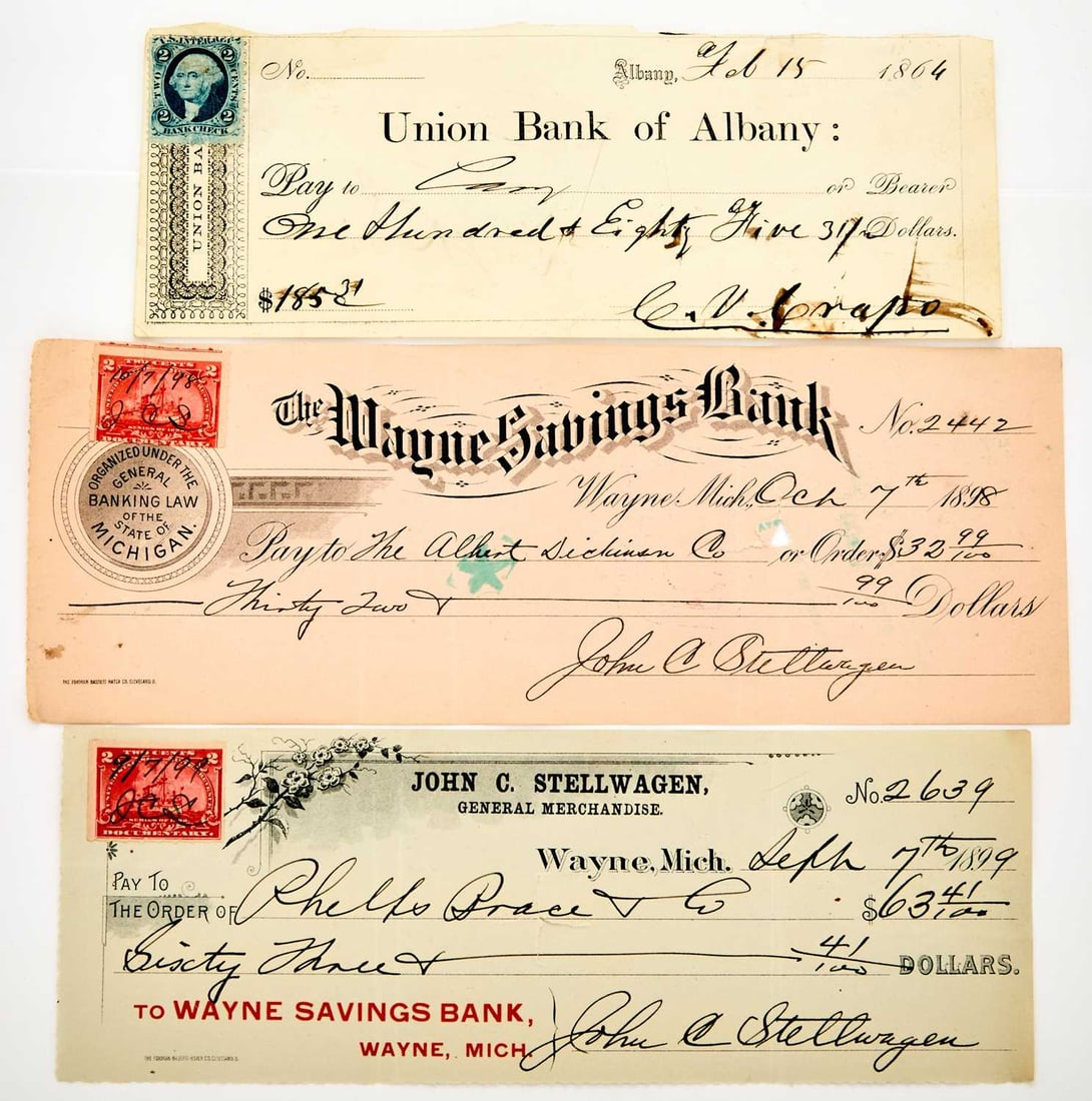 United States. Group of Late 19th Century Checks. Grades Vary. (1 of 2)