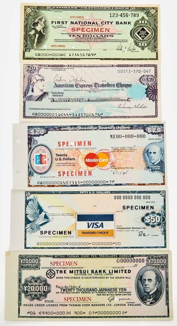 Multiple Countries. Group of Traveler's Check Specimens. Mint State. (1 of 2)