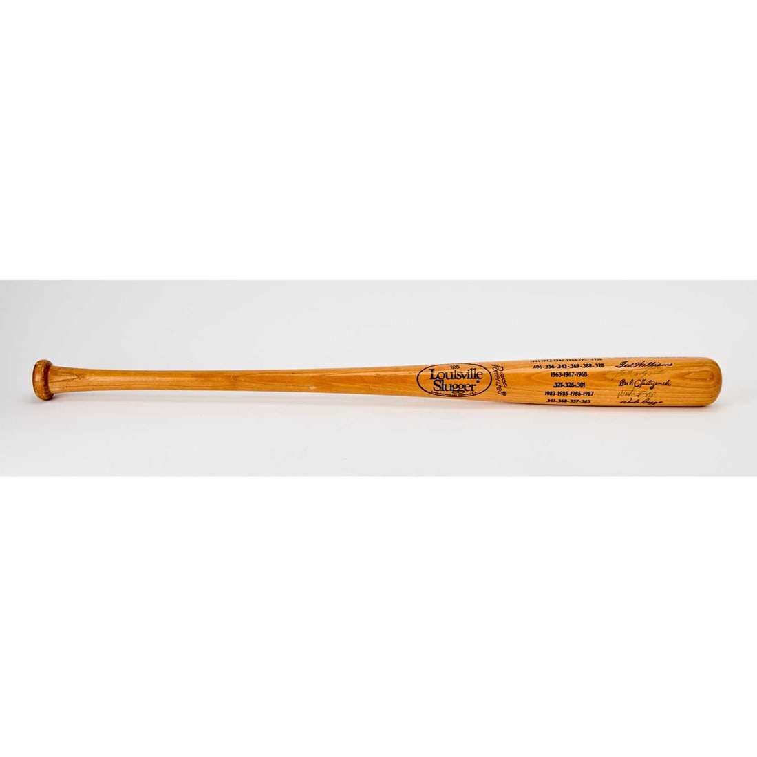 Louisville Slugger signed by Ted Williams, Wade Boggs, and Carl Yastrzemski. (1 of 3)