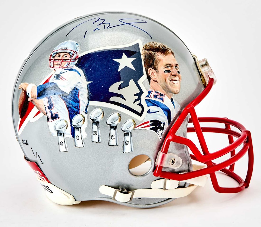New England Patriots Helmet signed by Tom Brady. (1 of 6)