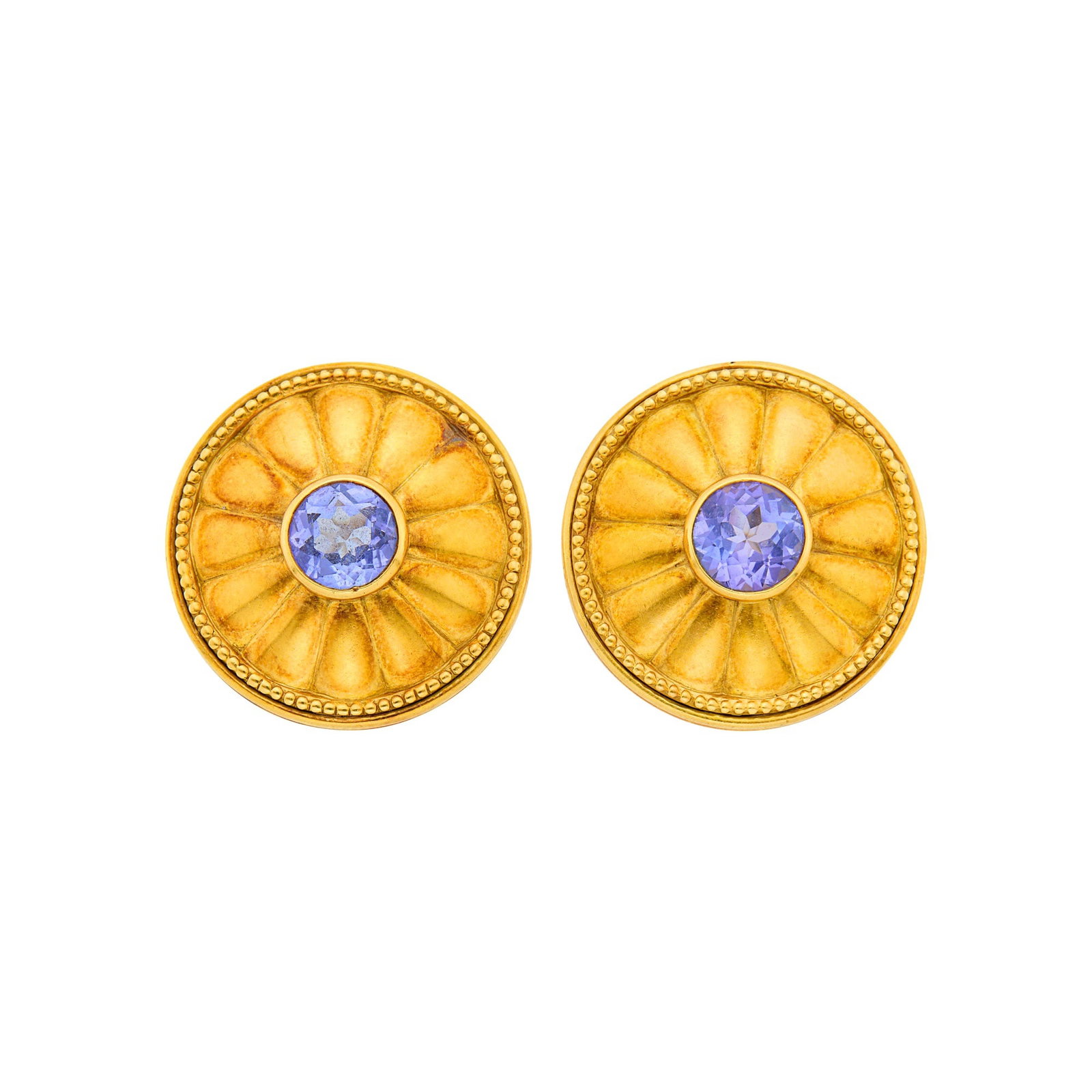 Pair of Gold and Tanzanite Earrings (1 of 1)