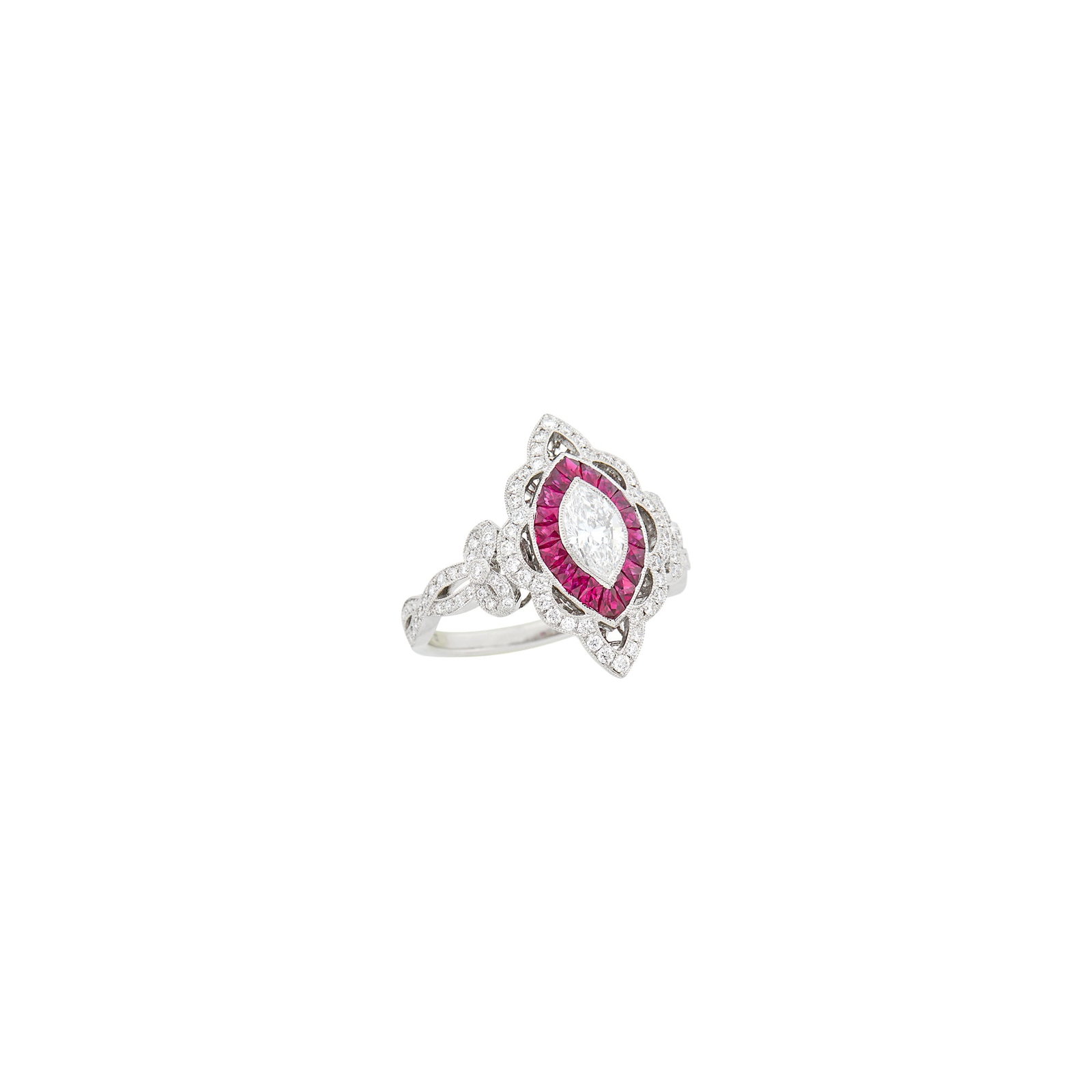 Platinum, Diamond and Ruby Ring - 2