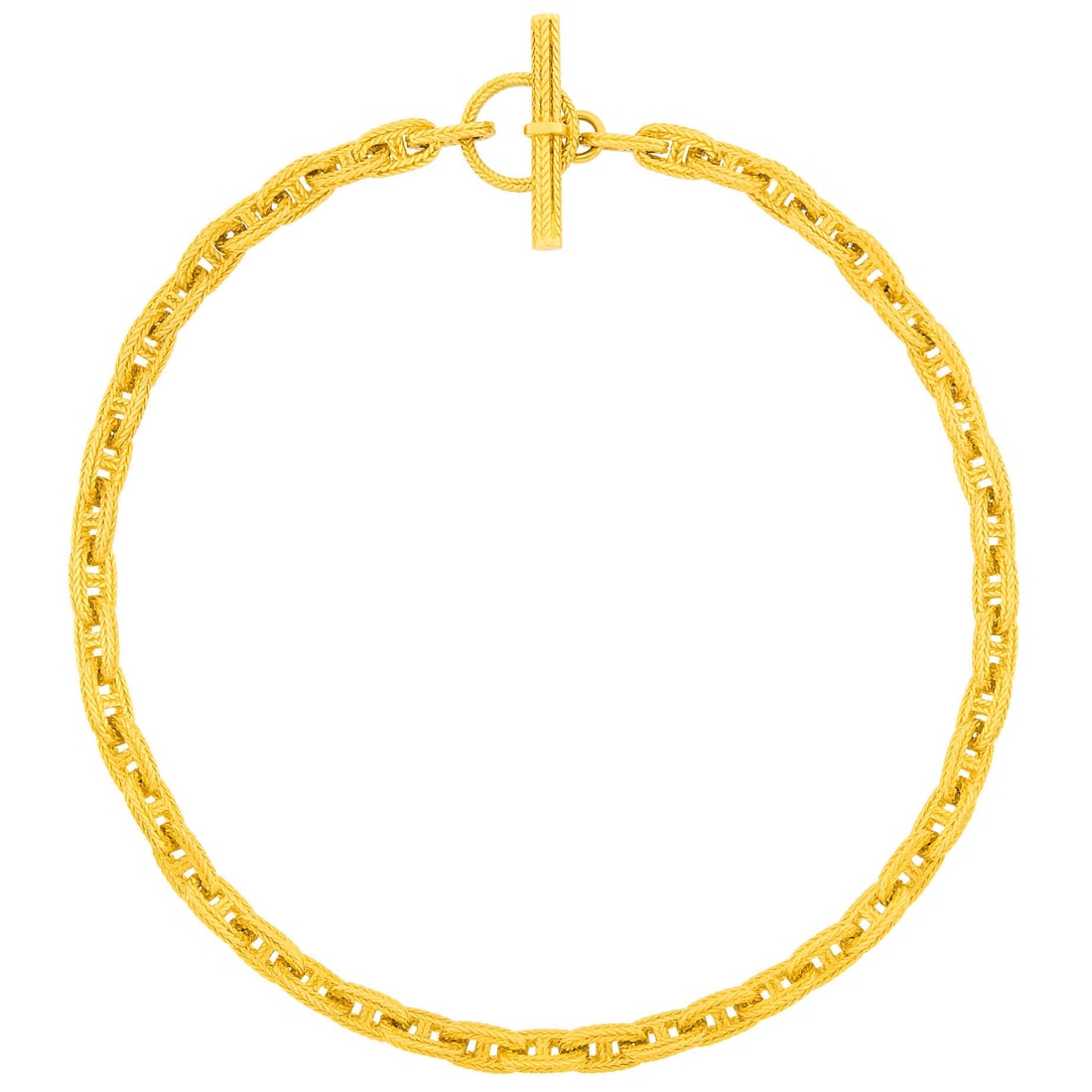 Gold Nautical Link Necklace with Toggle Clasp: 18 kt., ap. 63.7 dwts. Length 18 inches.
