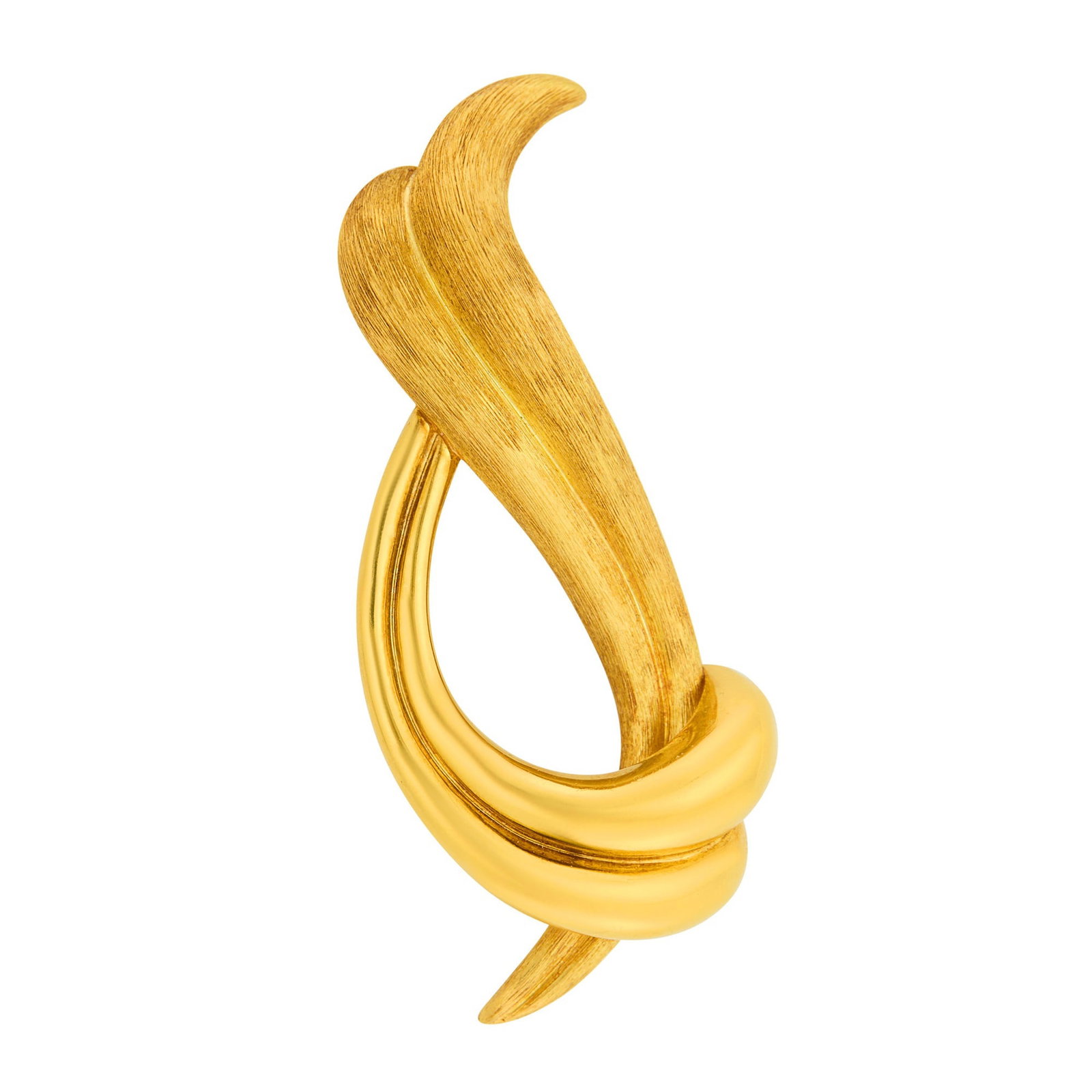 Henry Dunay Gold Ribbon Brooch: 18 kt., signed Henry Dunay, no. A4334, ap. 22 dwts.