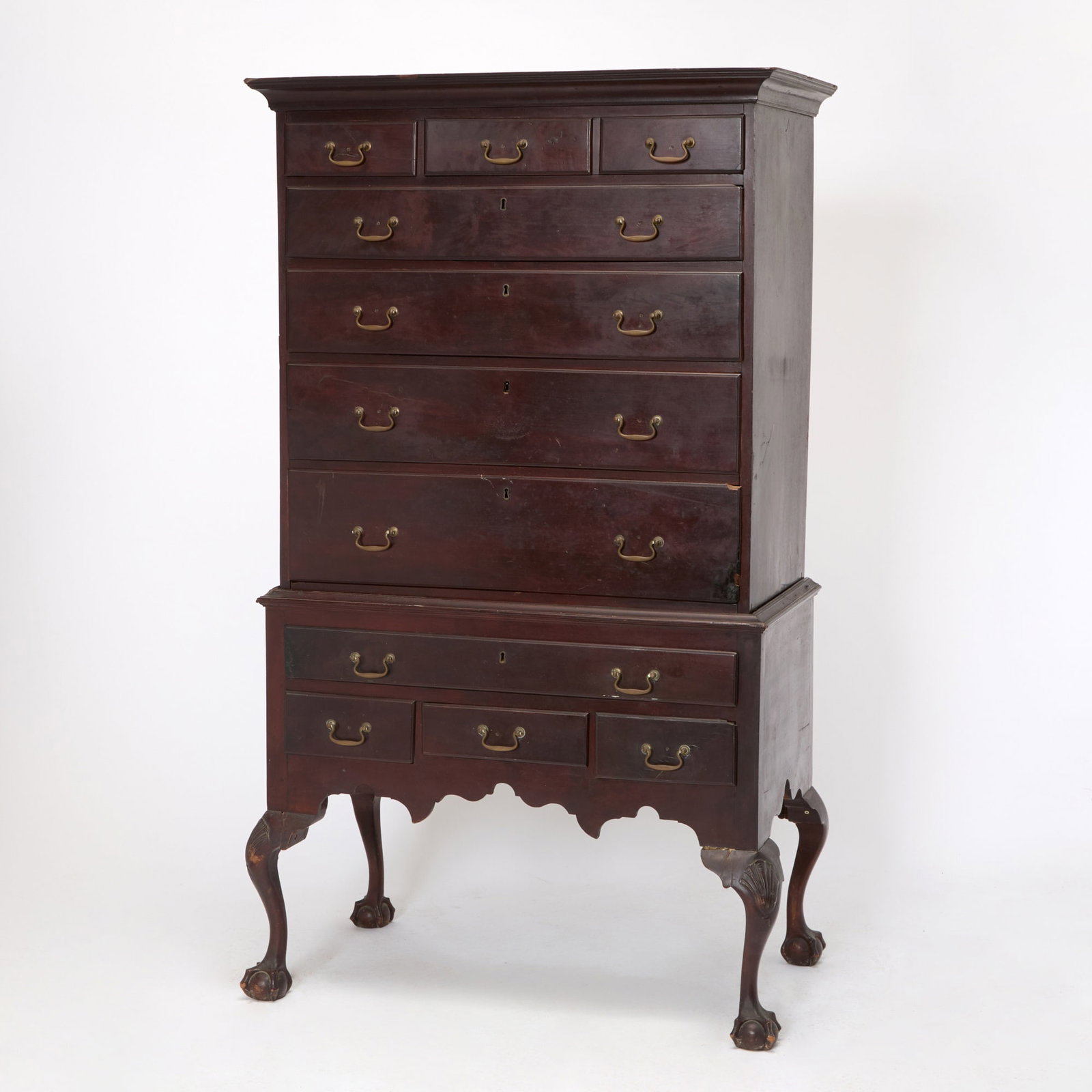 Chippendale Mahogany Flat Top High Chest (1 of 6)