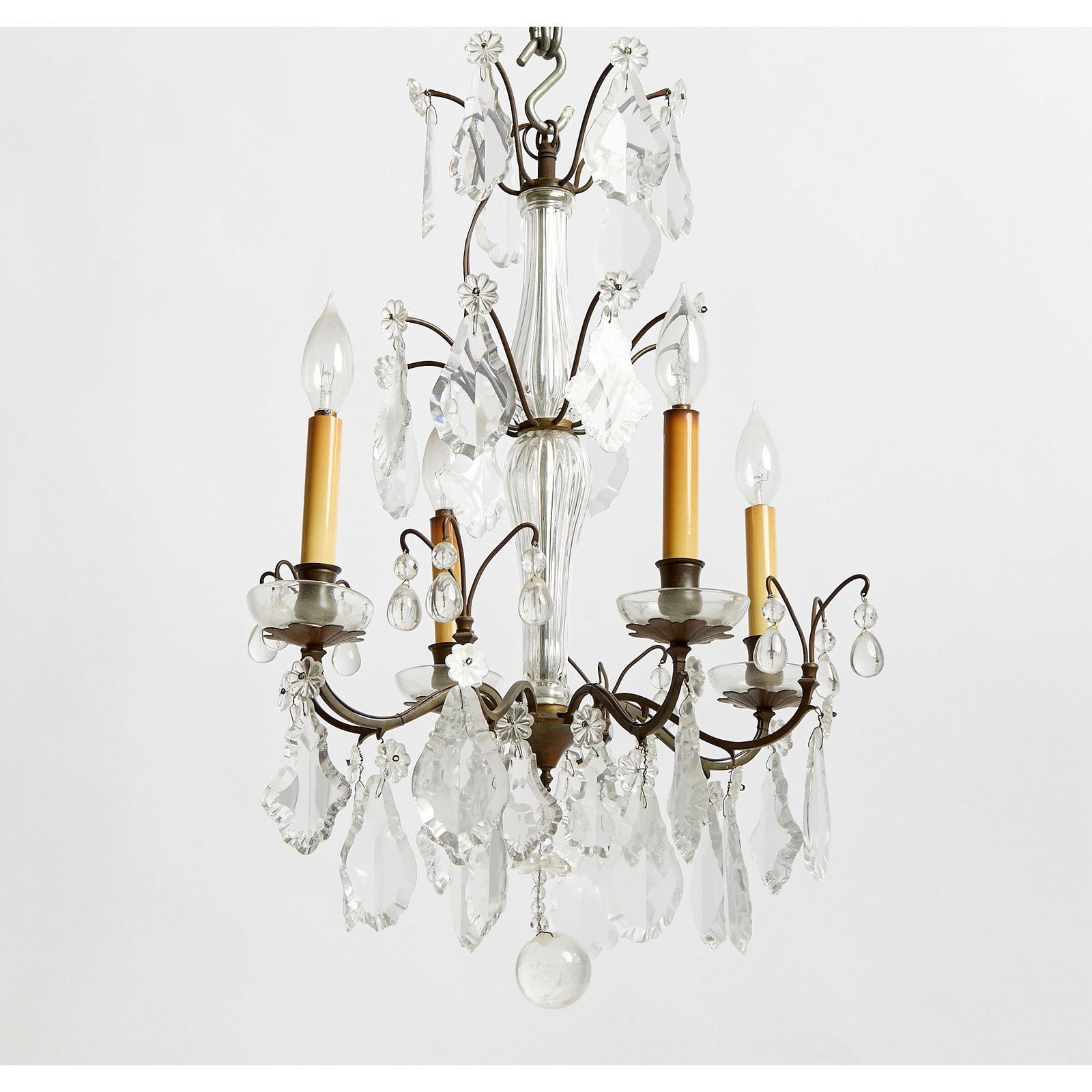 Baccarat Style Iron and Glass Four Light Chandelier (1 of 4)