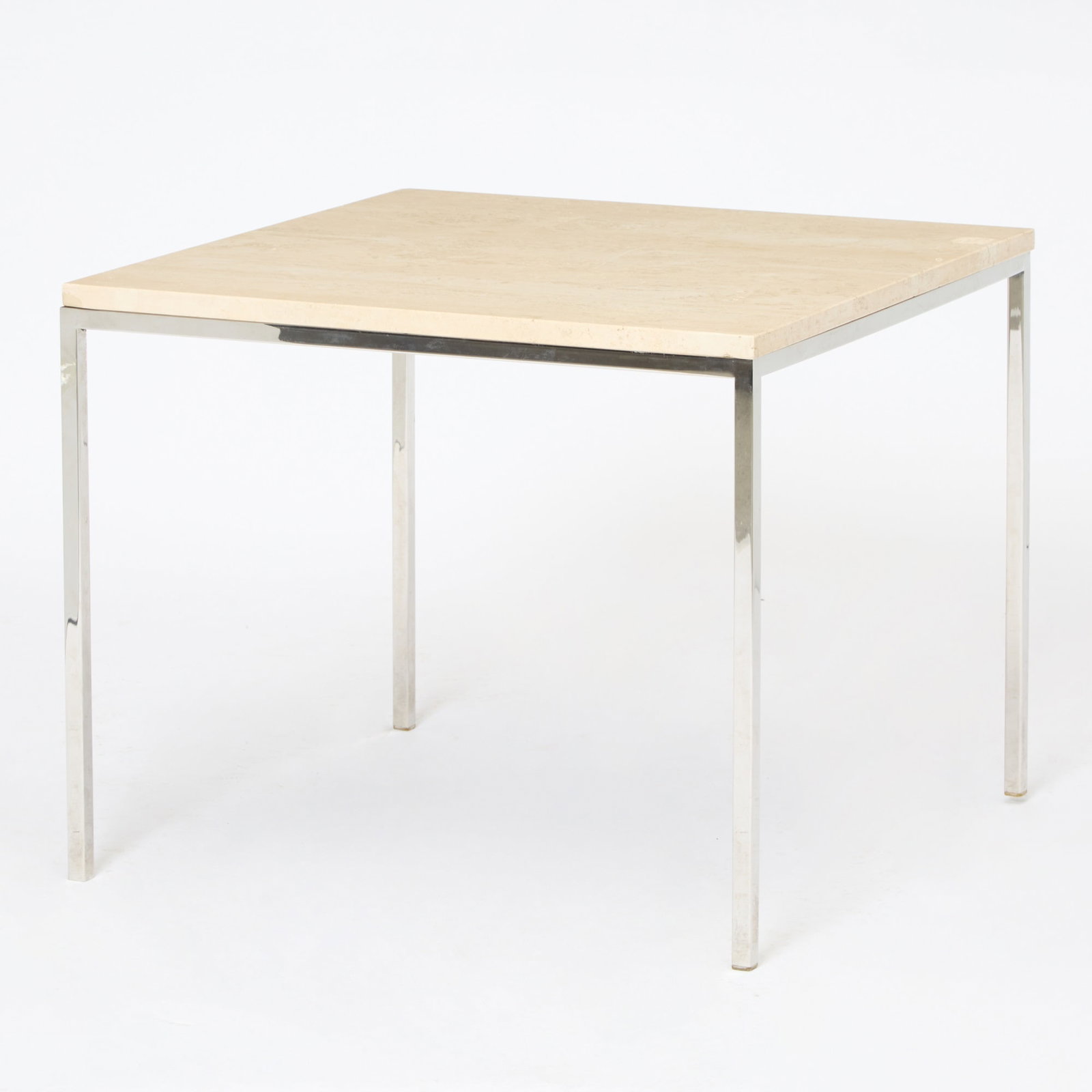Travertine and Chrome Side Table (1 of 4)