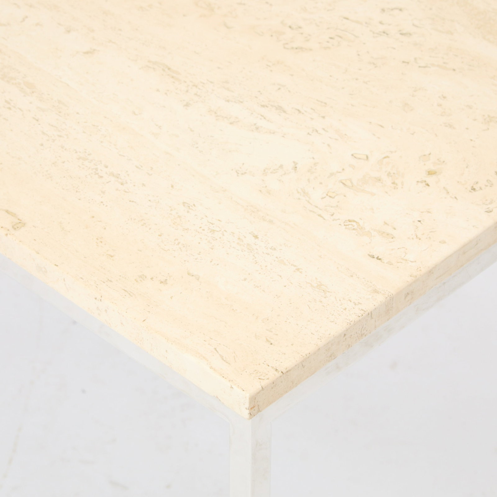 Travertine and Chrome Side Table - 2