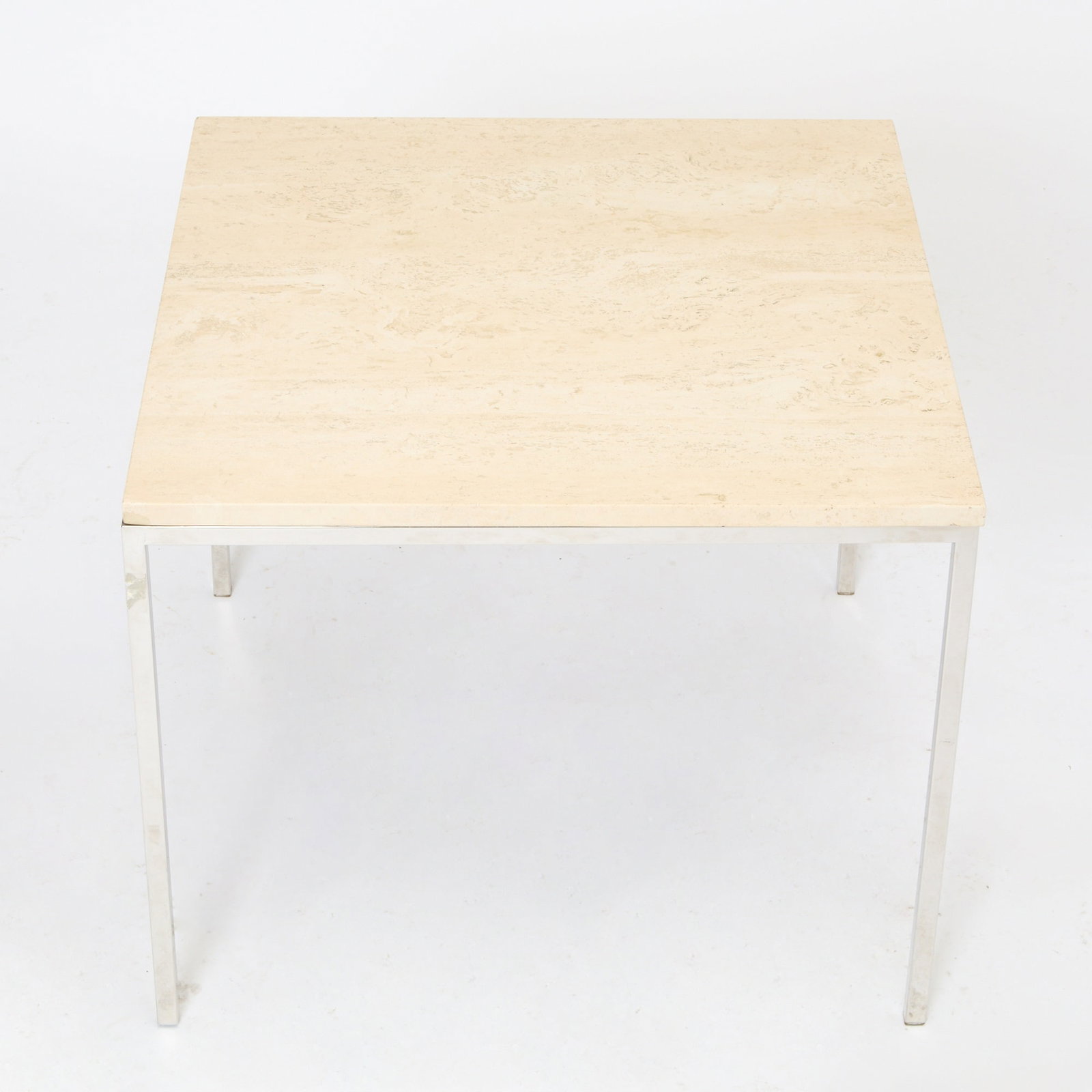 Travertine and Chrome Side Table - 3