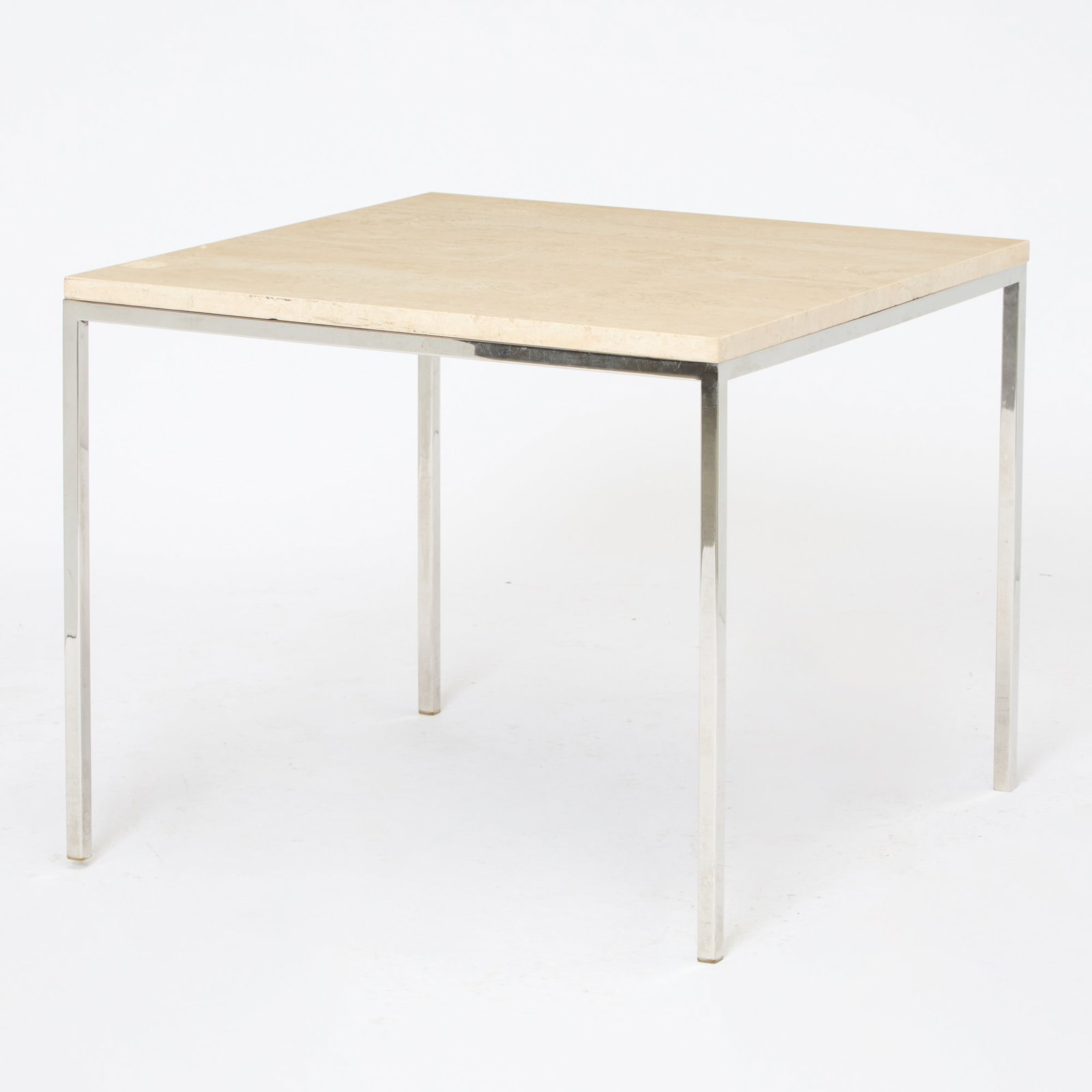 Travertine and Chrome Side Table - 4