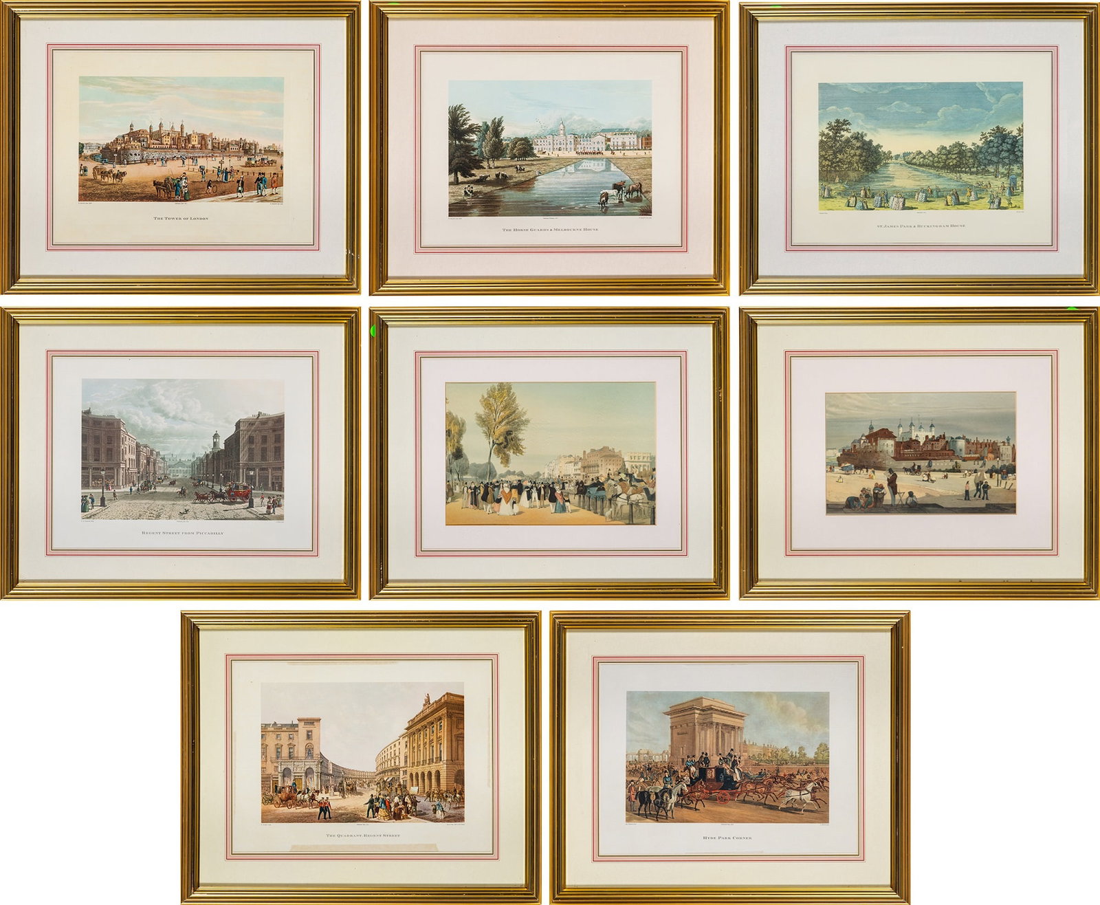 Various Artists: [VIEWS OF LONDON] Eight color offset prints Frames 18 x 22 1/8 inches; 45.7 x 56.1 cm