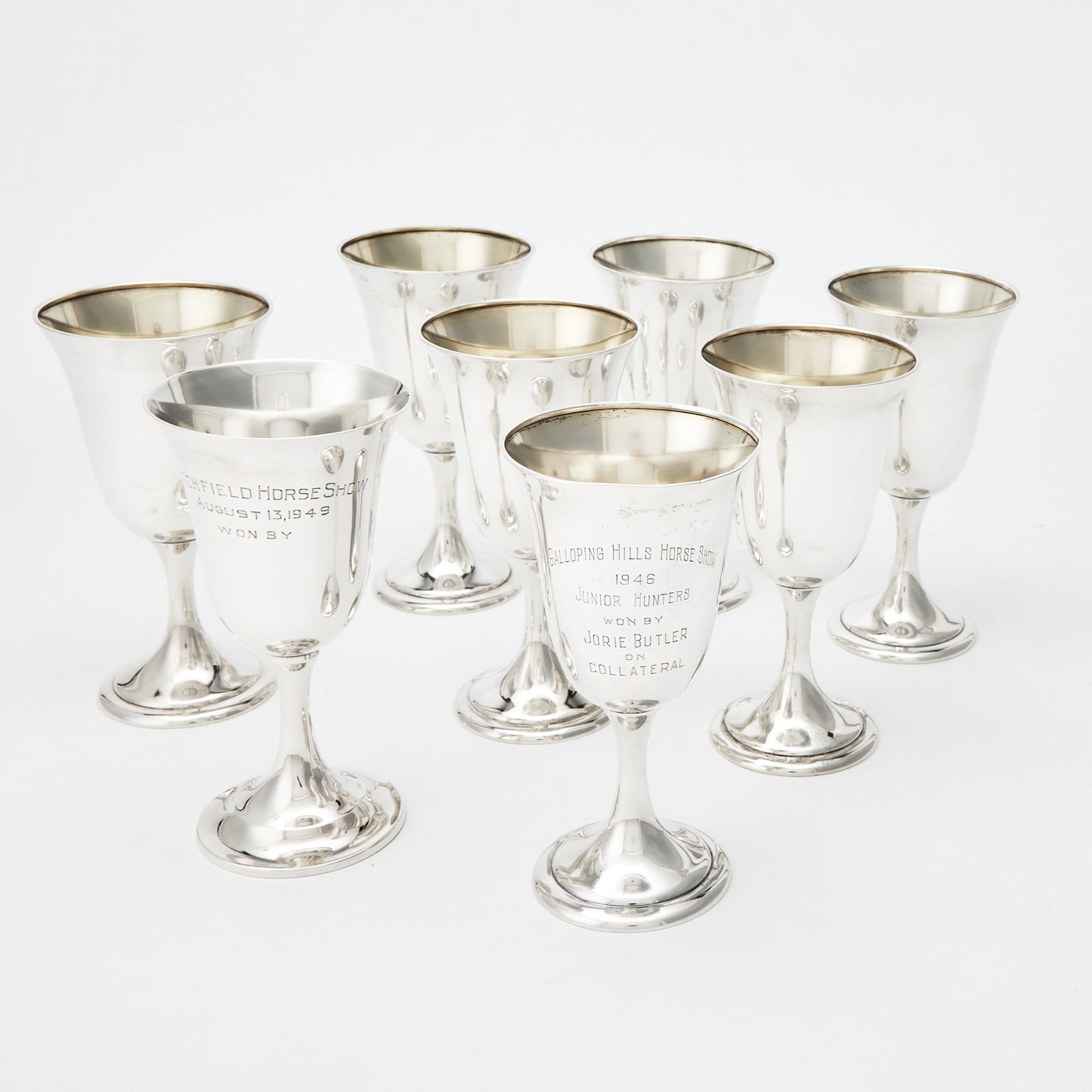 Assembled Set of Eight American Sterling Silver Goblets (1 of 2)