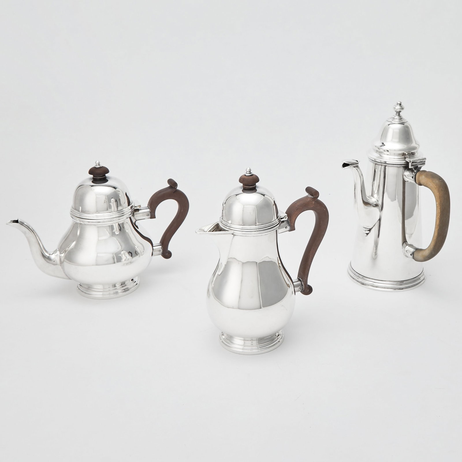 English Georgian Style Sterling Silver Teapot, Coffee Pot and Hot Milk Jug (1 of 3)