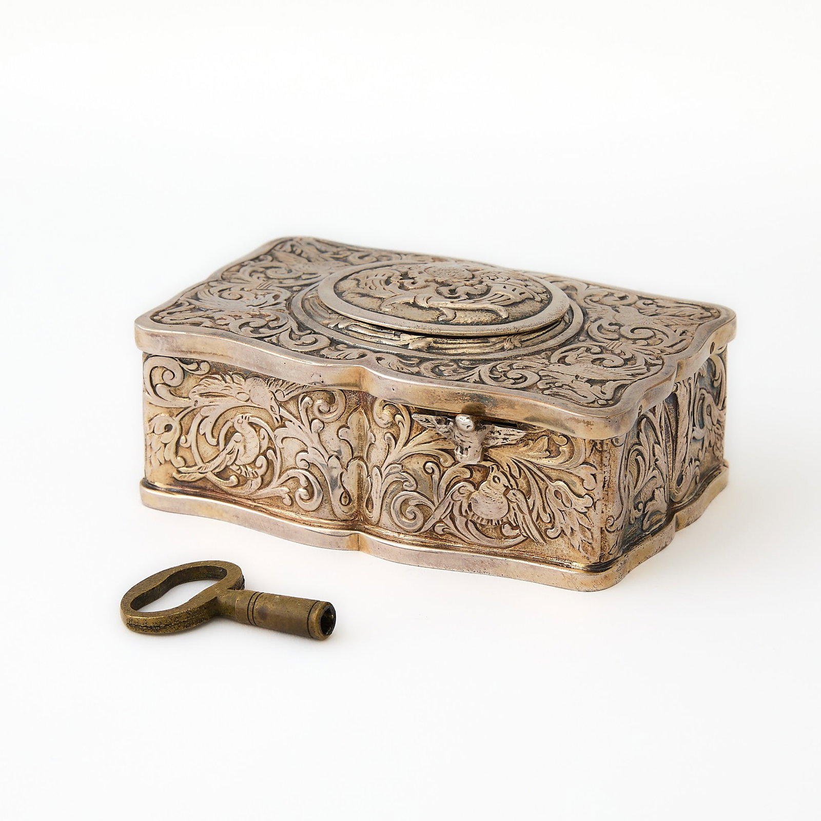 German Silverplated Mechanical Singing Bird Box (1 of 6)