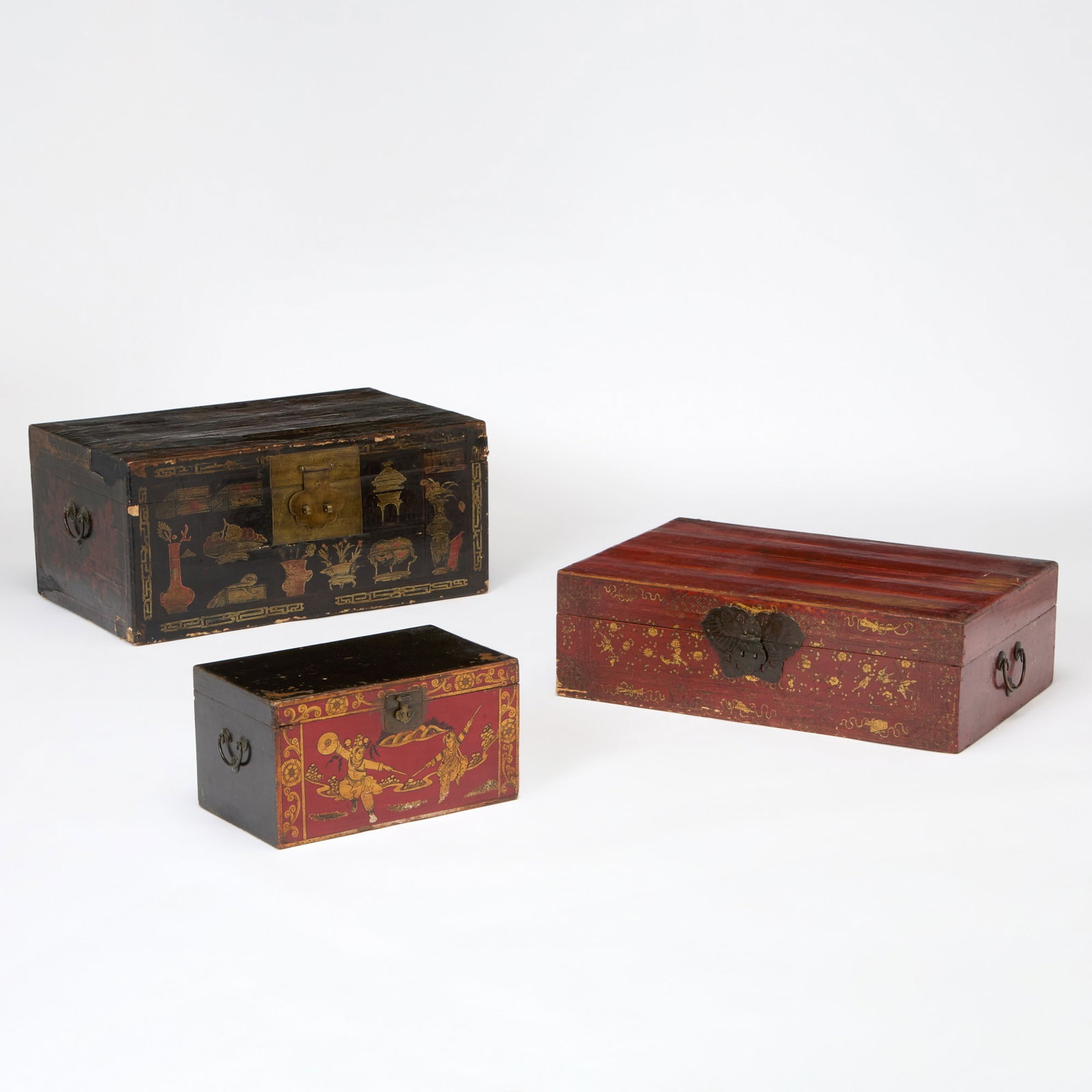 Three Chinese Painted Wood Boxes (1 of 10)