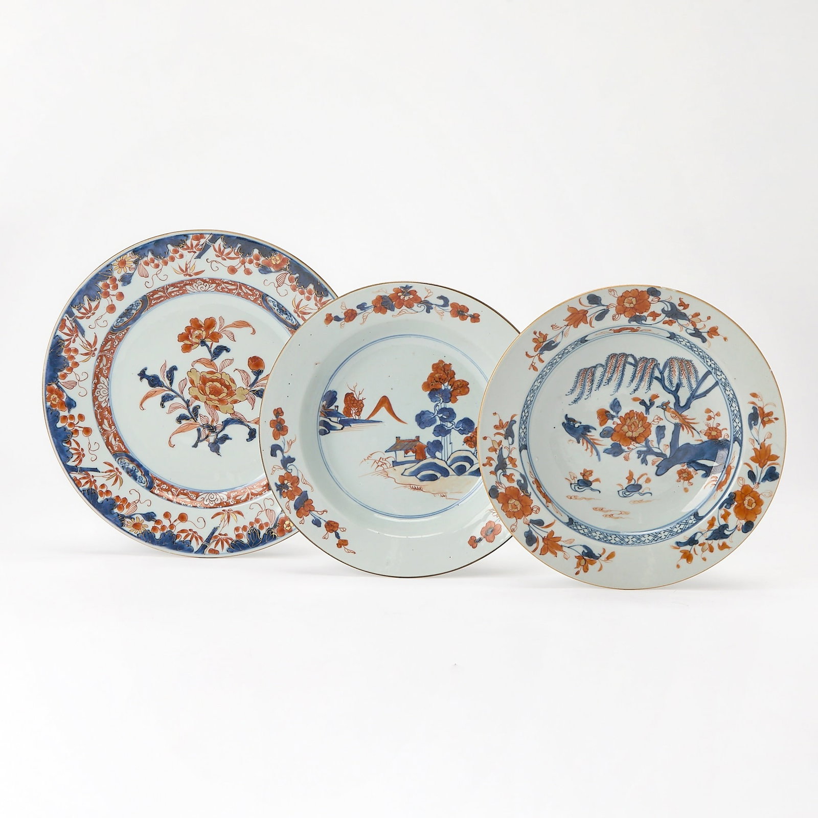 Group of Three Chinese Export Porcelain Imari Plates (1 of 7)