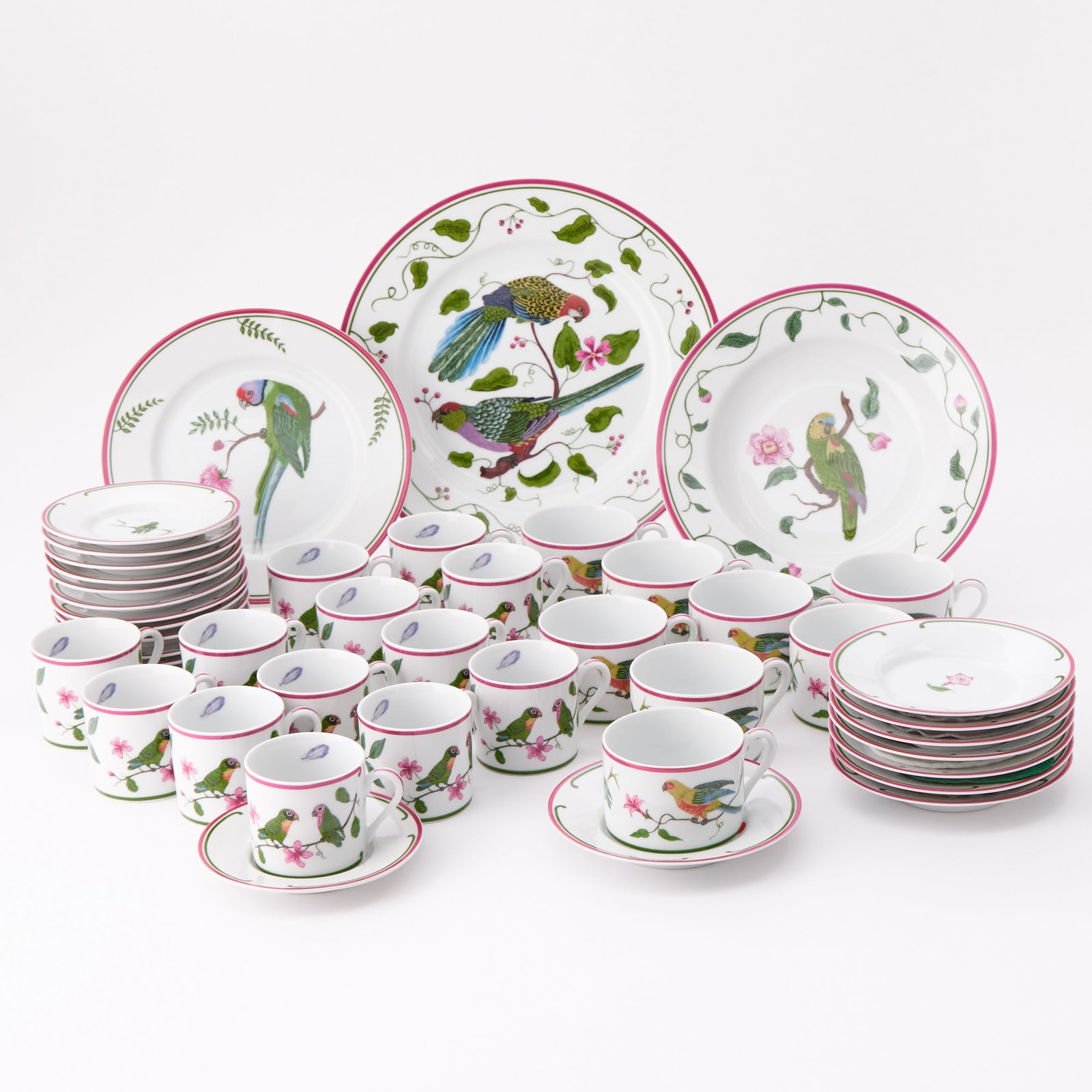 Lynn Chase Porcelain "Parrots of Paradise" Pattern Partial Dinner Service (1 of 3)