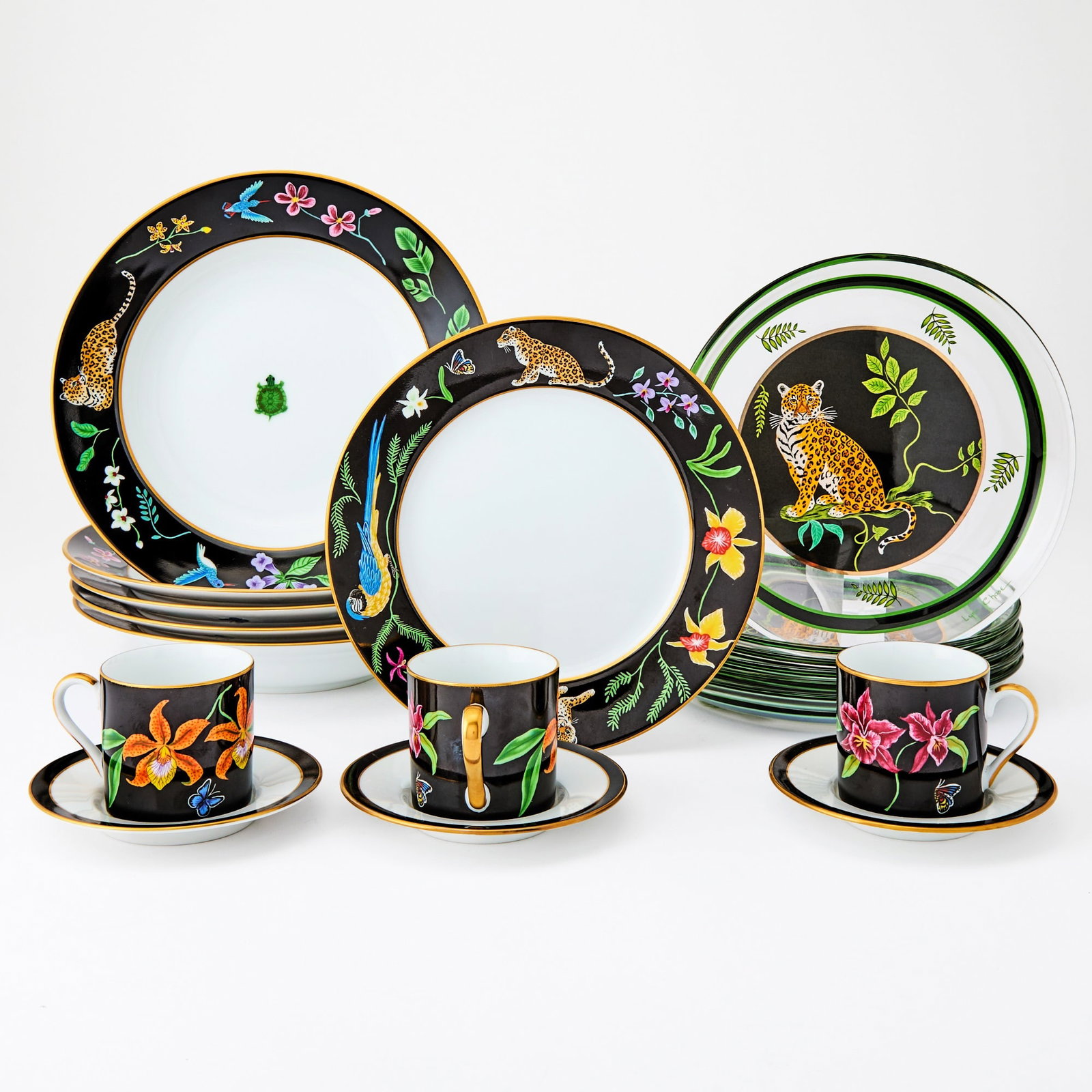Group of Lynn Chase Porcelain "Jaguar Jungle" Pattern Dinnerware (1 of 8)