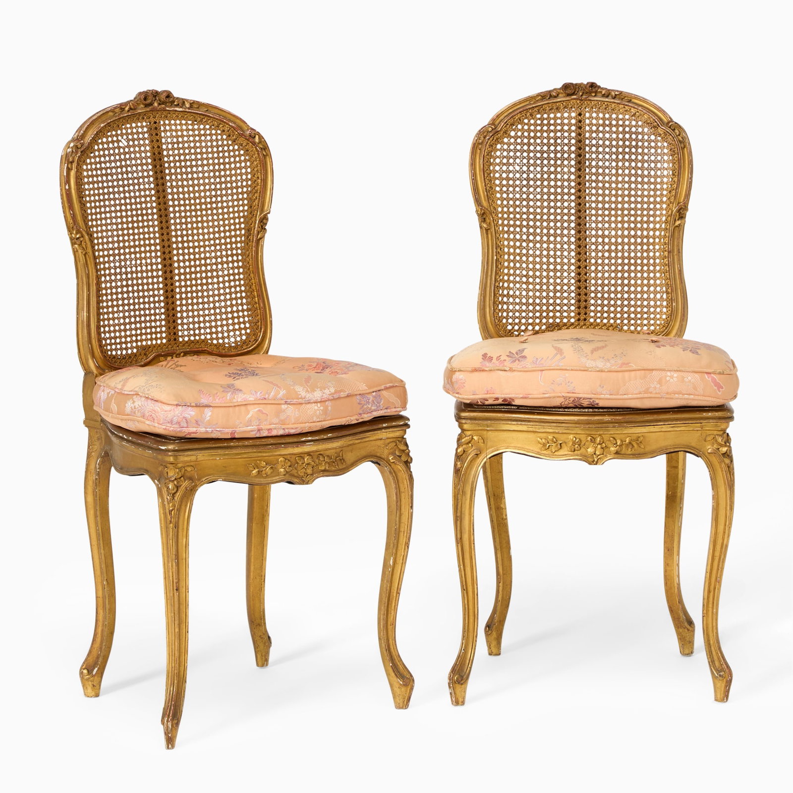 Pair of Louis XV Style Giltwood Chaises en Cabriolet (1 of 5)