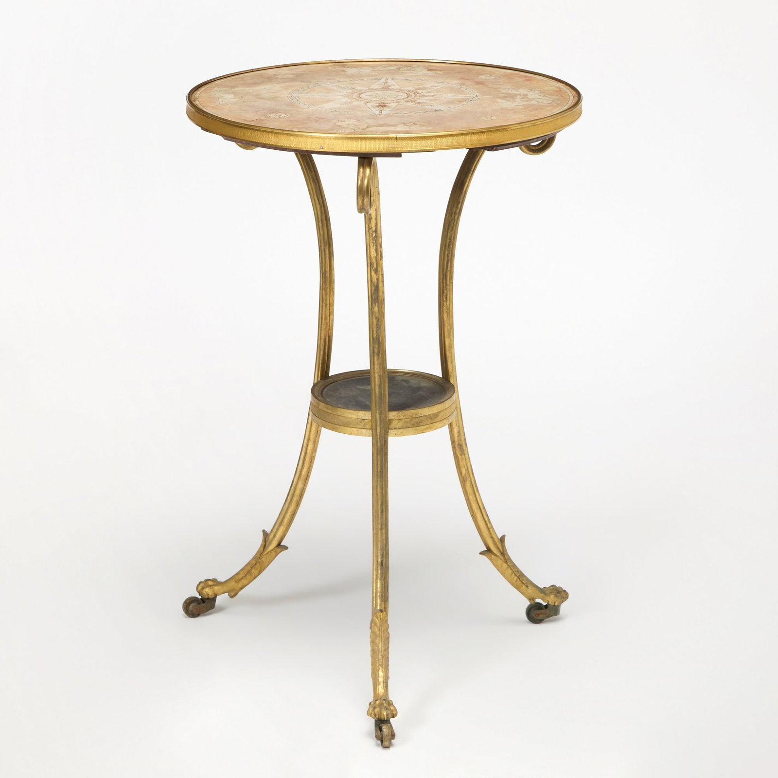 French Empire Style Marble Top Gilt Bronze Table (1 of 4)