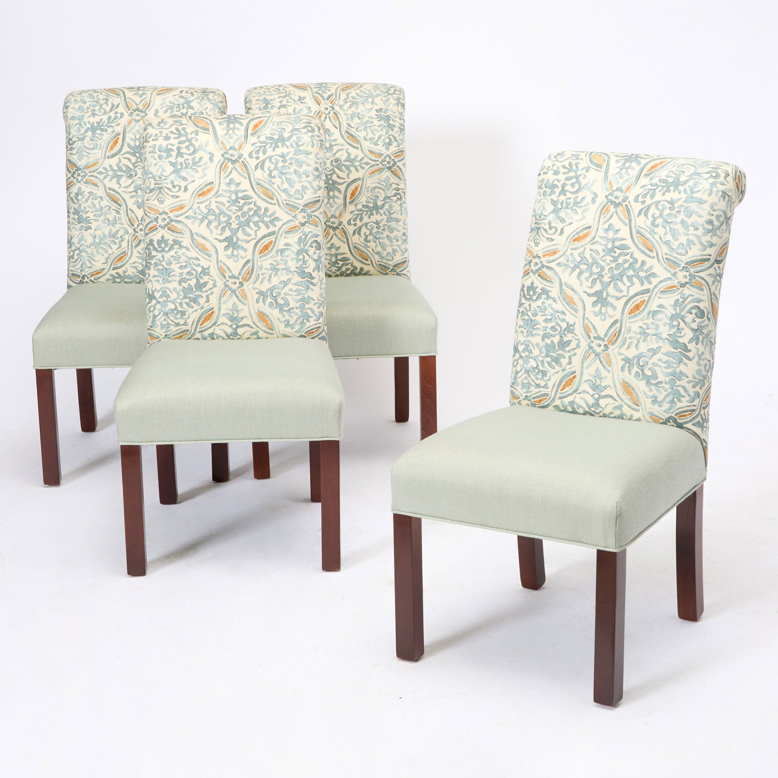 Set of Four Upholstered Mahogany Dining Side Chairs (1 of 5)