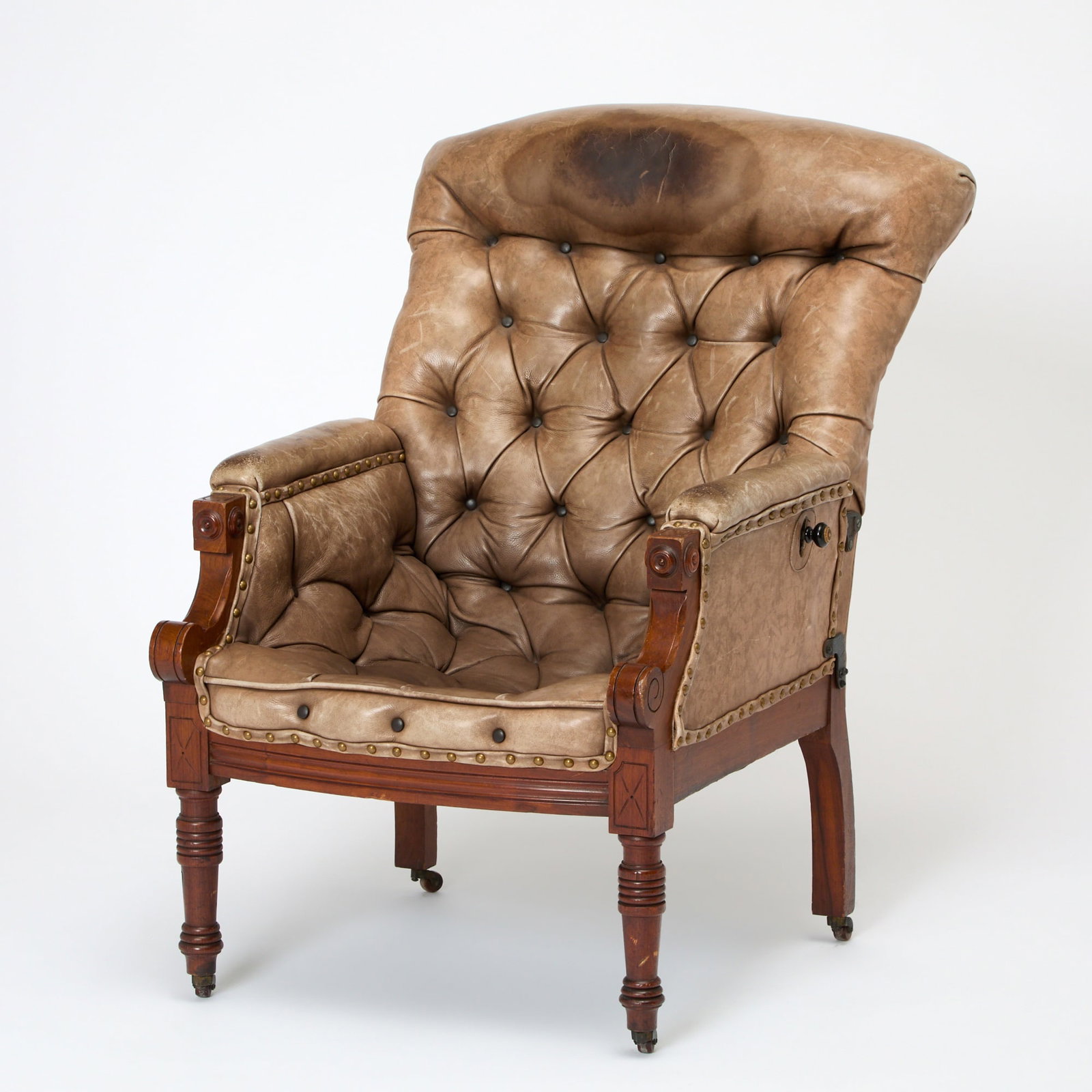 Regency Style Leather Upholstered Mahogany Reclining Armchair (1 of 5)