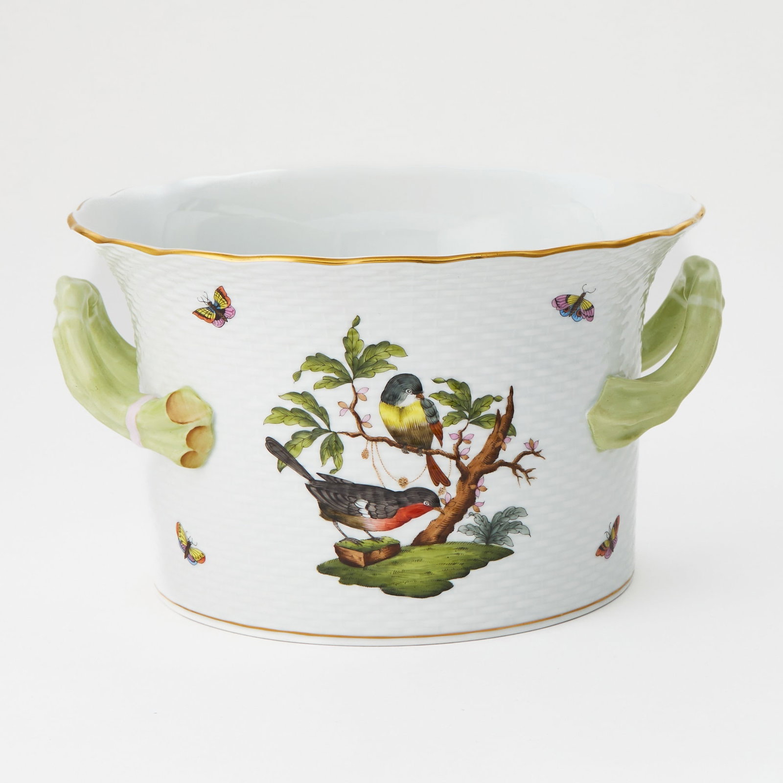 Herend Hand-Painted Porcelain "Rothschild Bird" Pattern Two-Handled Planter (1 of 4)