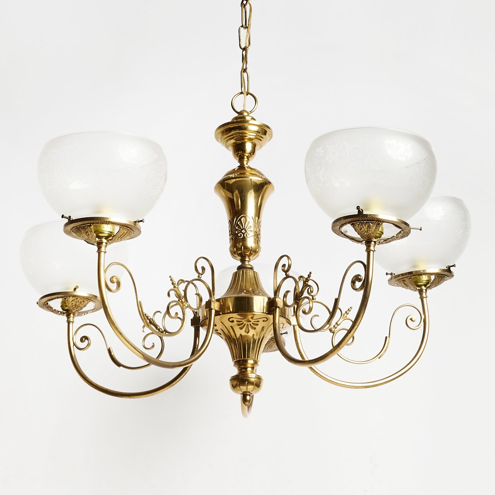 Rococo Revival Style Five-Light Brass Chandelier (1 of 4)