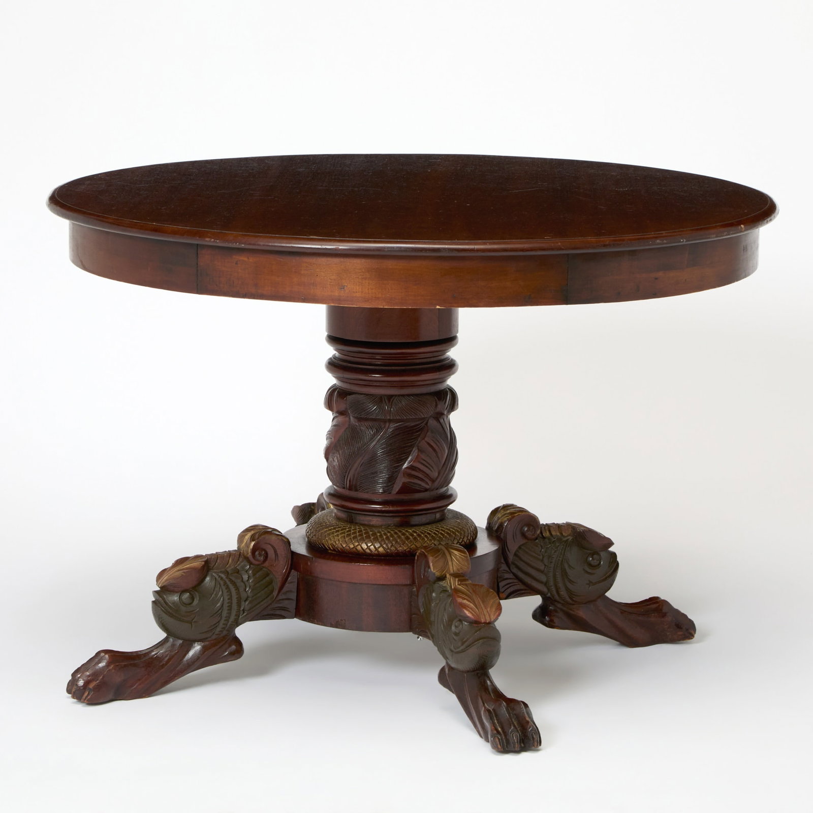 American Empire Style Carved Mahogany Center Table (1 of 5)