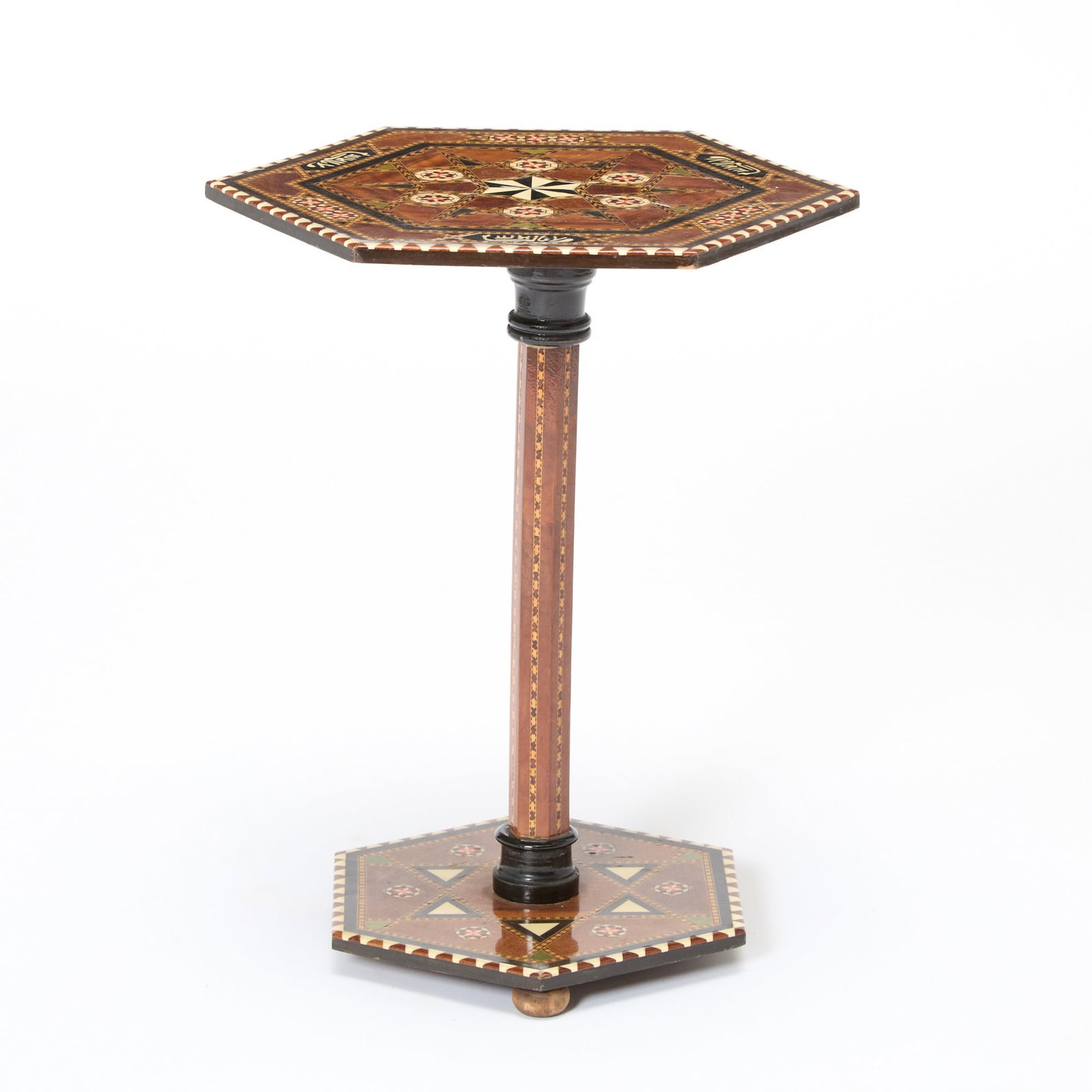 Syrian Inlaid Hexagonal Side Table (1 of 4)