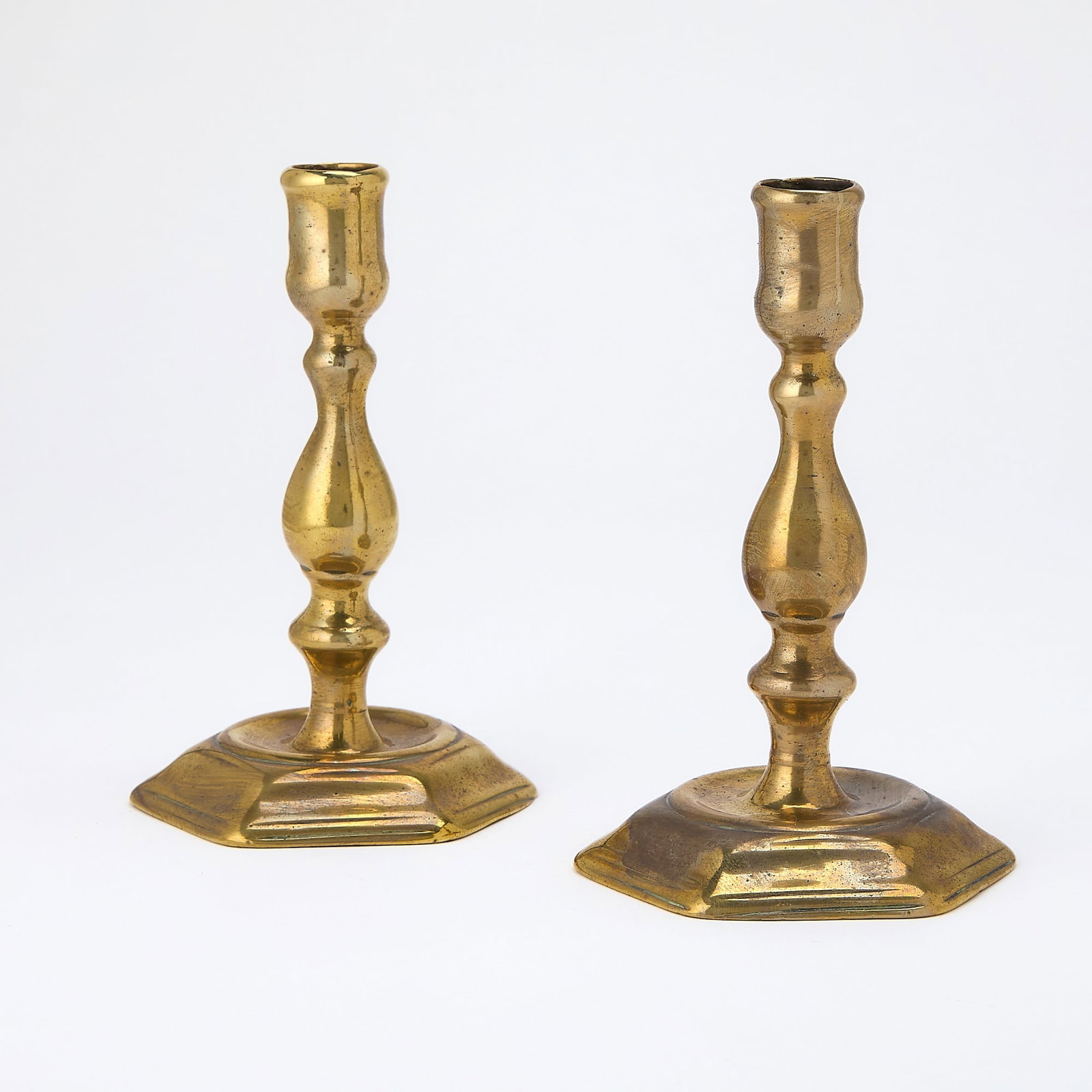 Pair of Queen Anne Brass Candlesticks (1 of 3)