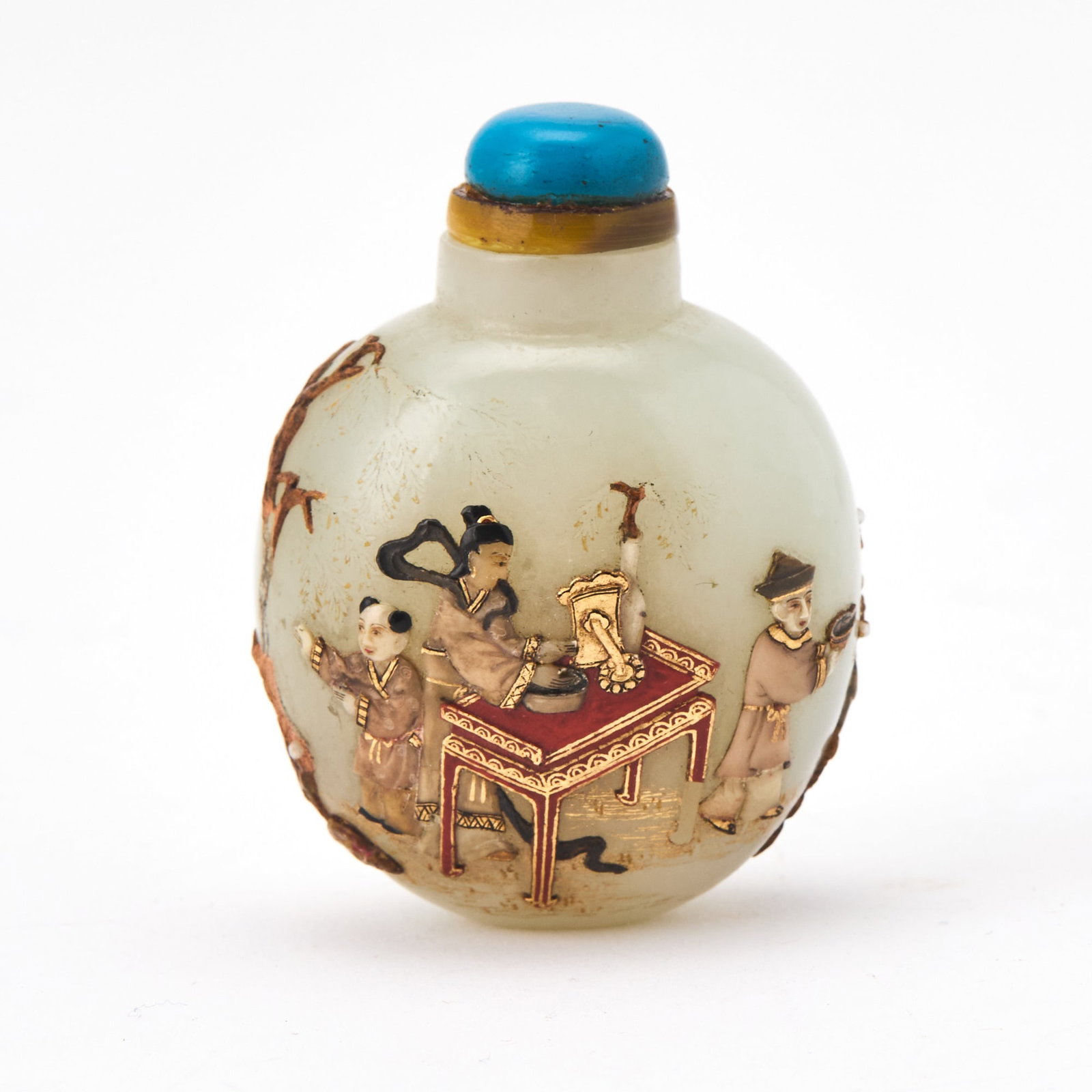 A Japanese-Embellishment Chinese White Jade Snuff Bottle 18th-19th Century (1 of 6)