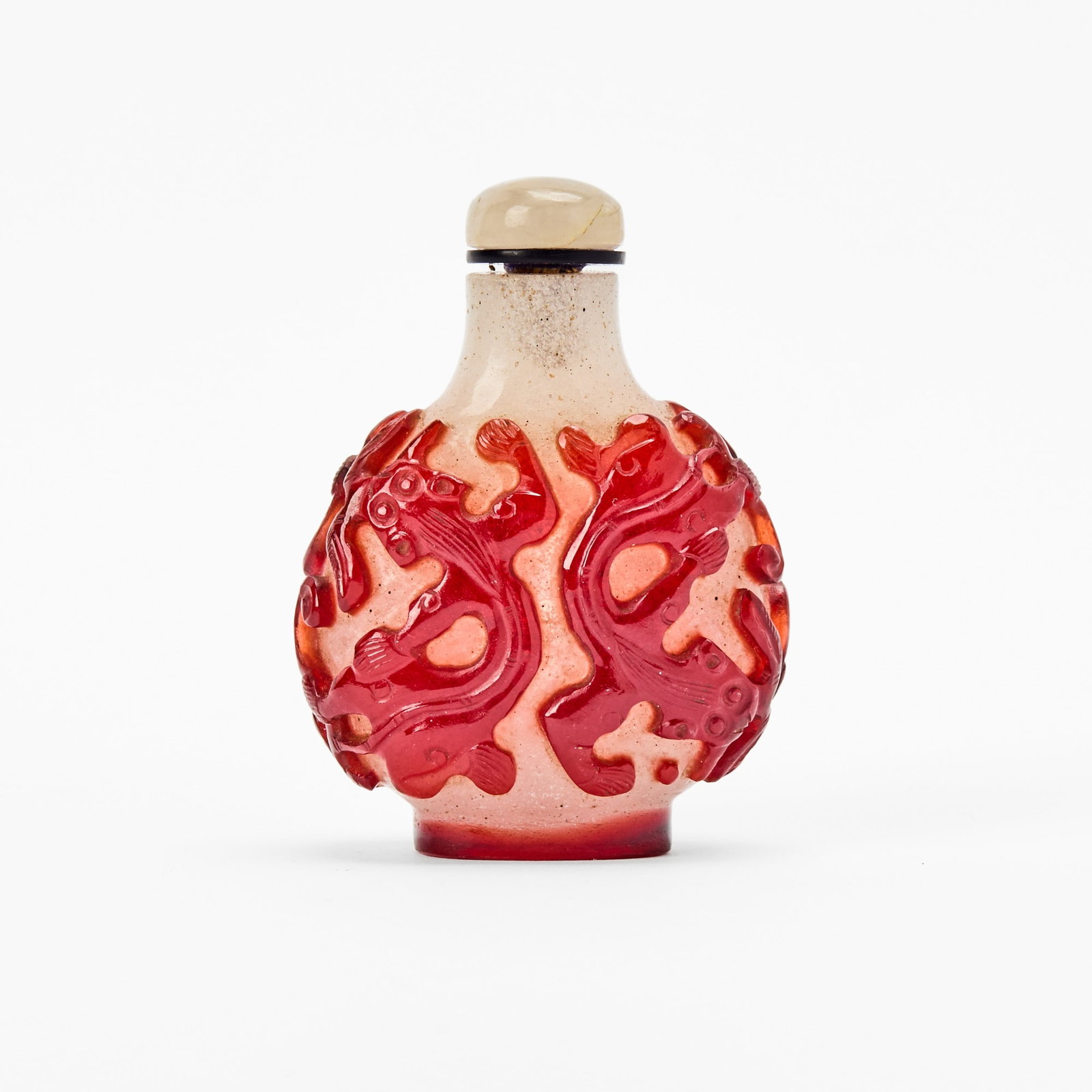 A Chinese Red Overlay Glass Snuff Bottle 19th Century (1 of 4)
