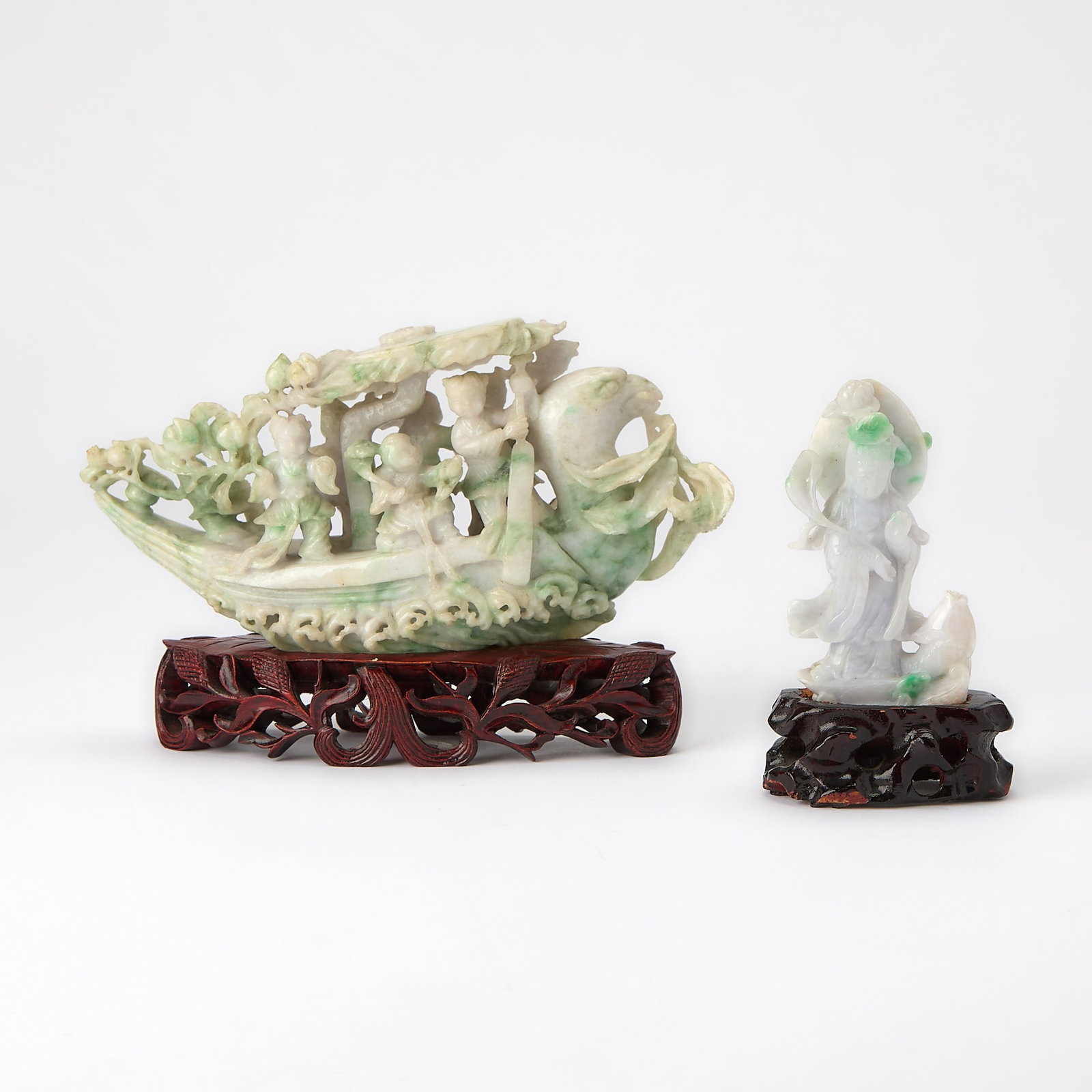 Two Chinese Carved Jadeite Figural Groups Republic Period (1 of 6)