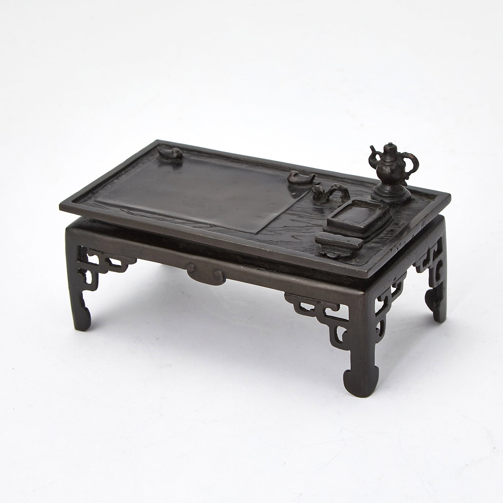 A Chinese Bronze Table-Form Inkstone 17th-18th Century (1 of 3)