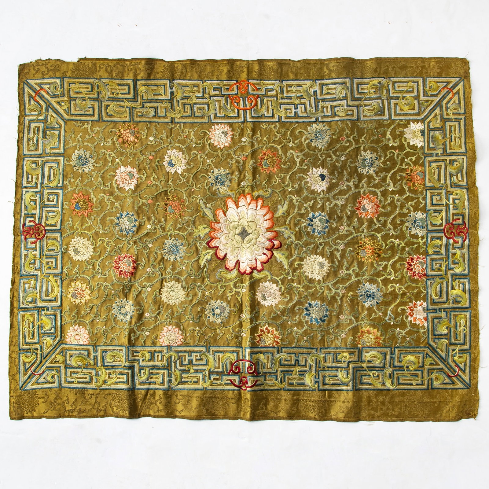 A Chinese Embroidered Silk Panel 19th Century (1 of 4)
