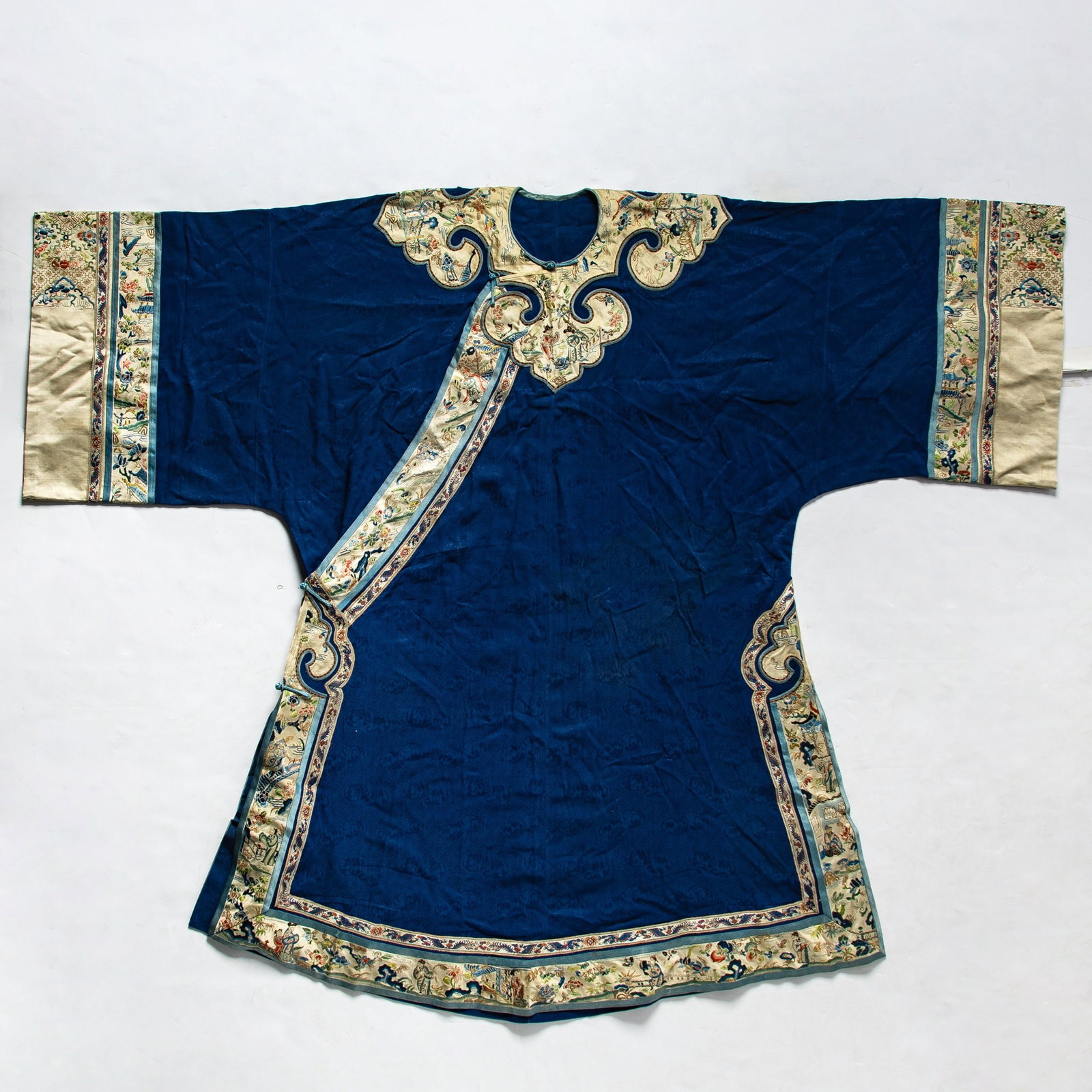 A Chinese Blue Ground Silk Lady's Robe Late Qing Dynasty (1 of 7)