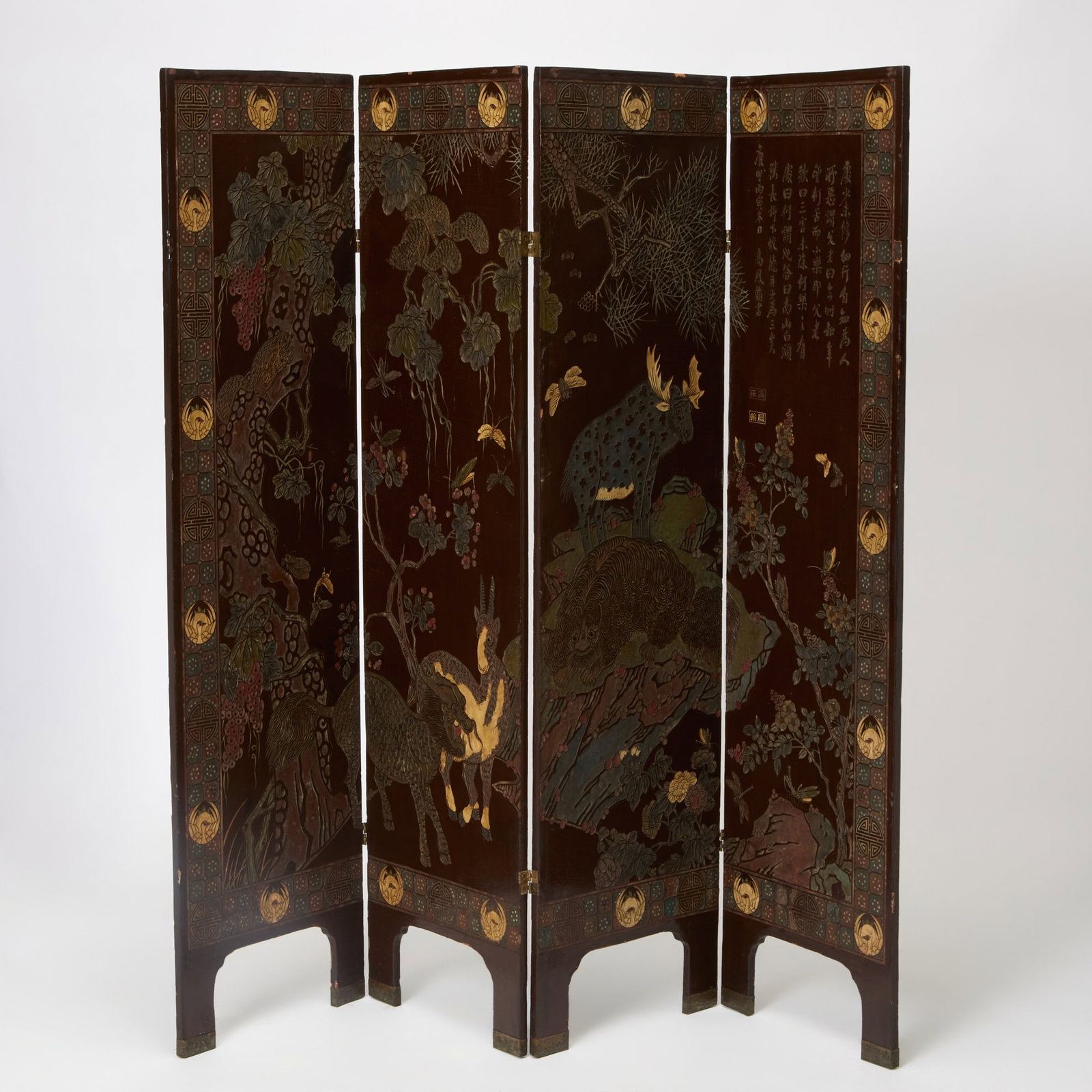 An Unusual Chinese Four-Panel Coromandel Screen Qing Dynasty (1 of 6)