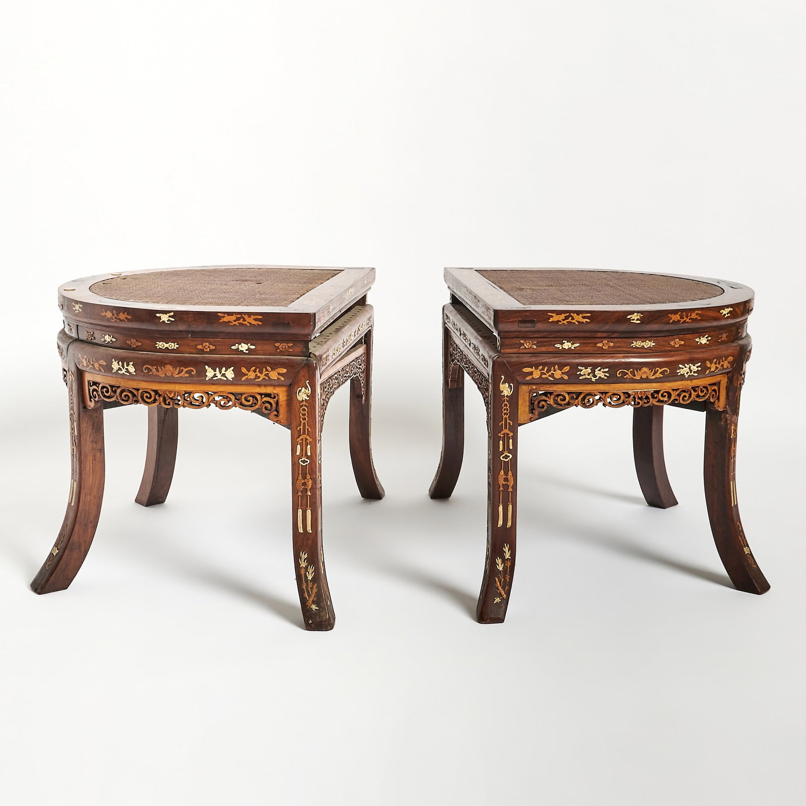 A Pair of Chinese Bone and Boxwood-Inlaid Tables Late Qing Dynasty (1 of 8)