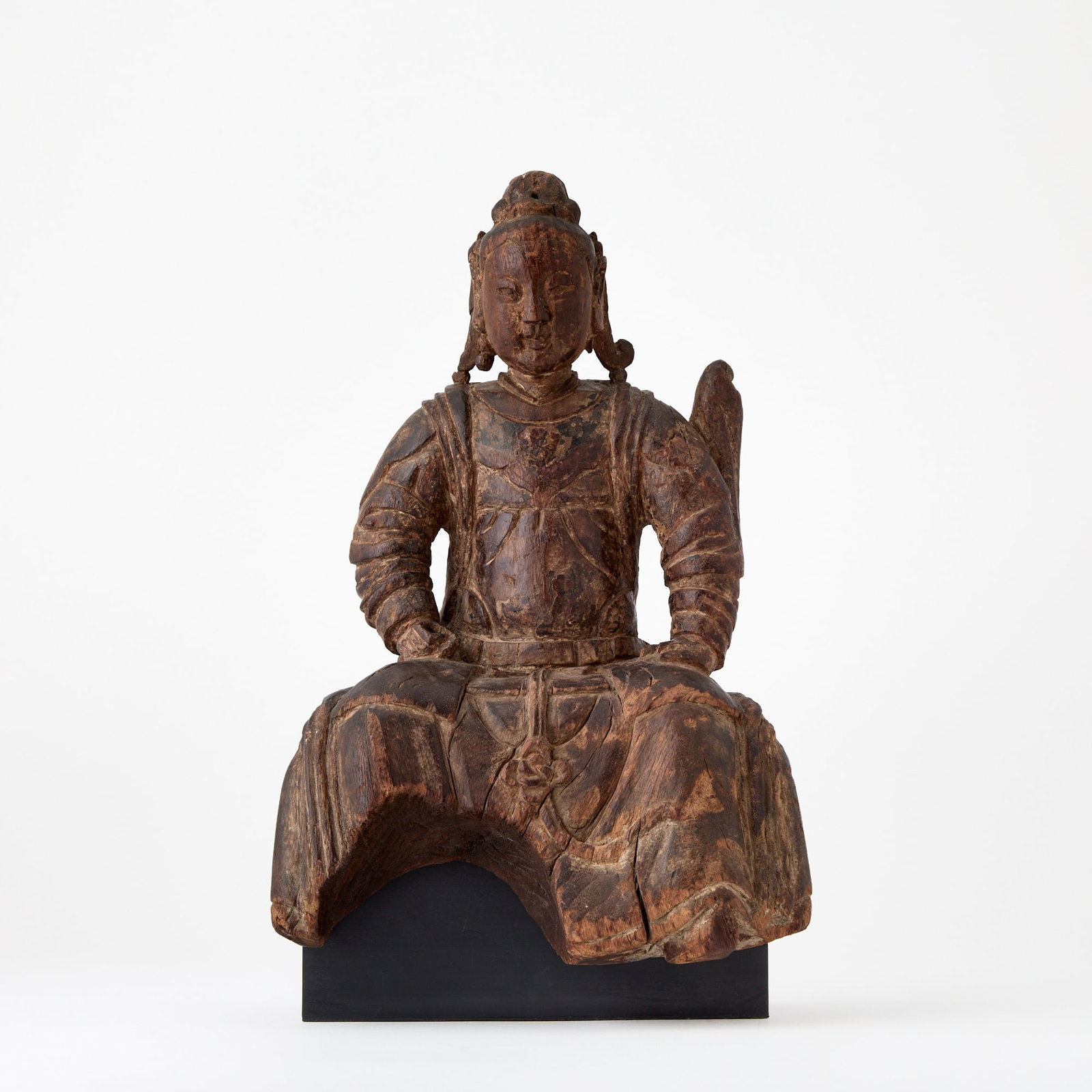 A Chinese Carved Wood Figure of Weituo Song-Yuan Dynasty (1 of 6)