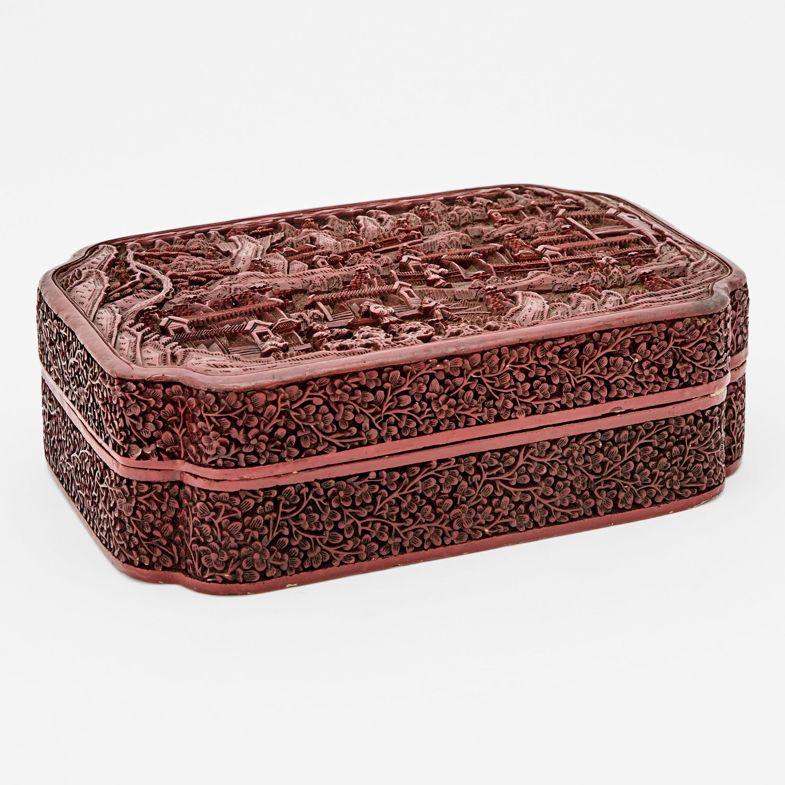 A Chinese Carved Cinnabar Lacquer Box Qing Dynasty (1 of 4)